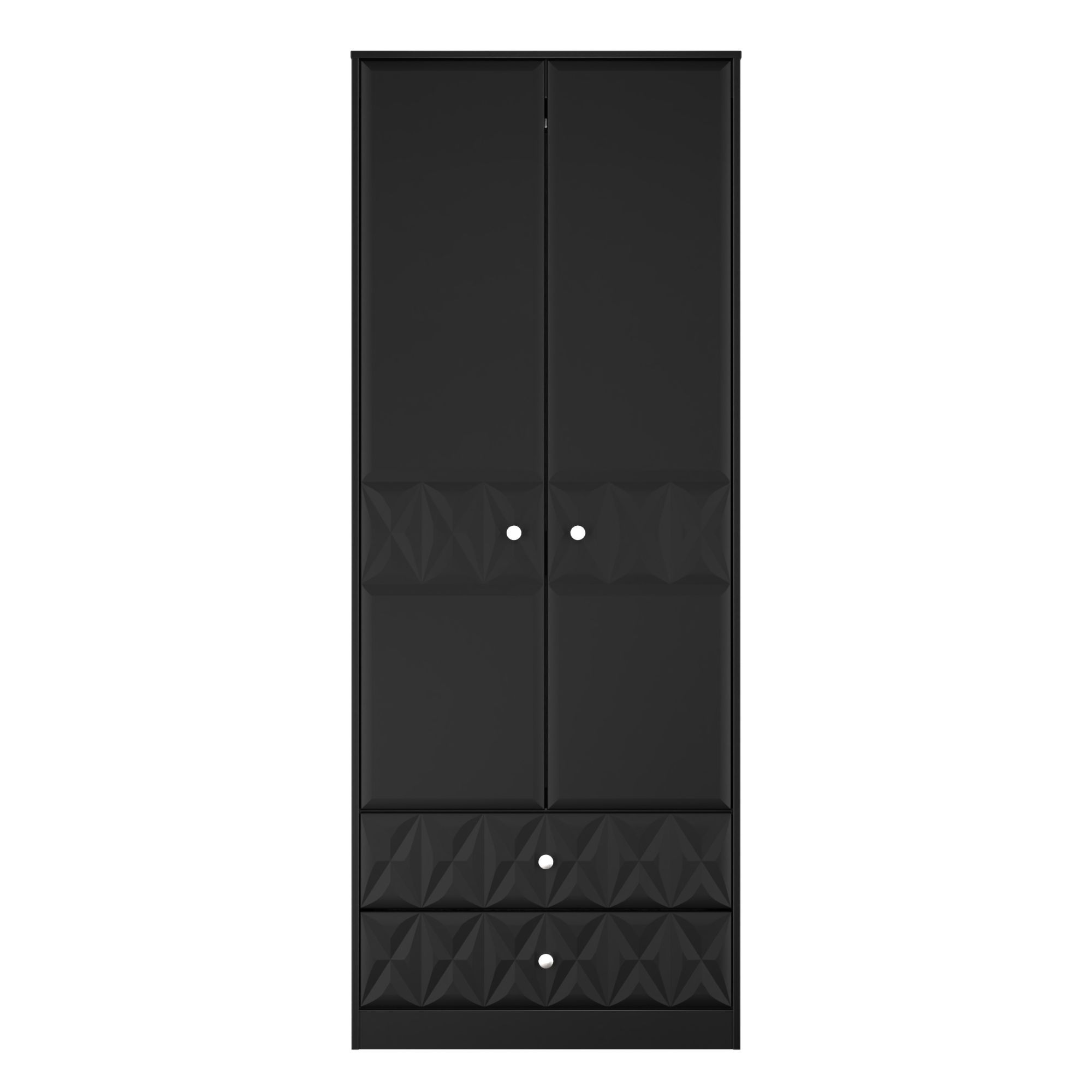 San Jose Ready assembled Contemporary Black 2 Drawer Tall Double Wardrobe (H)1960mm (W)740mm (D)520mm