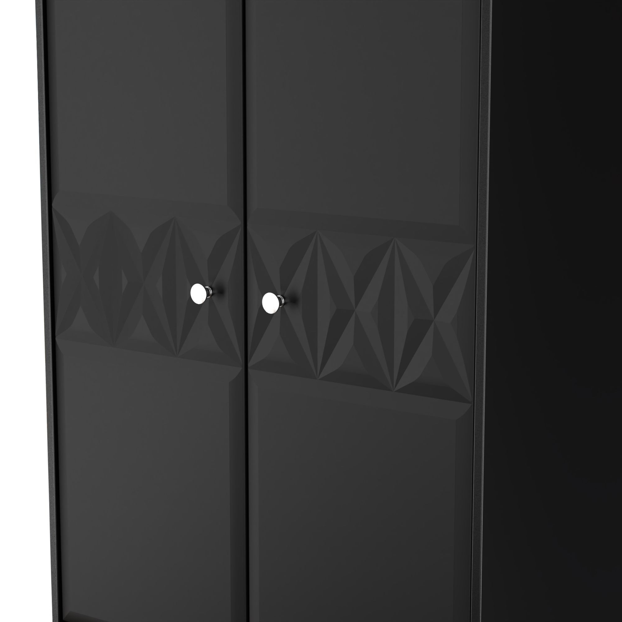 San Jose Ready assembled Contemporary Black 2 Drawer Tall Double Wardrobe (H)1960mm (W)740mm (D)520mm