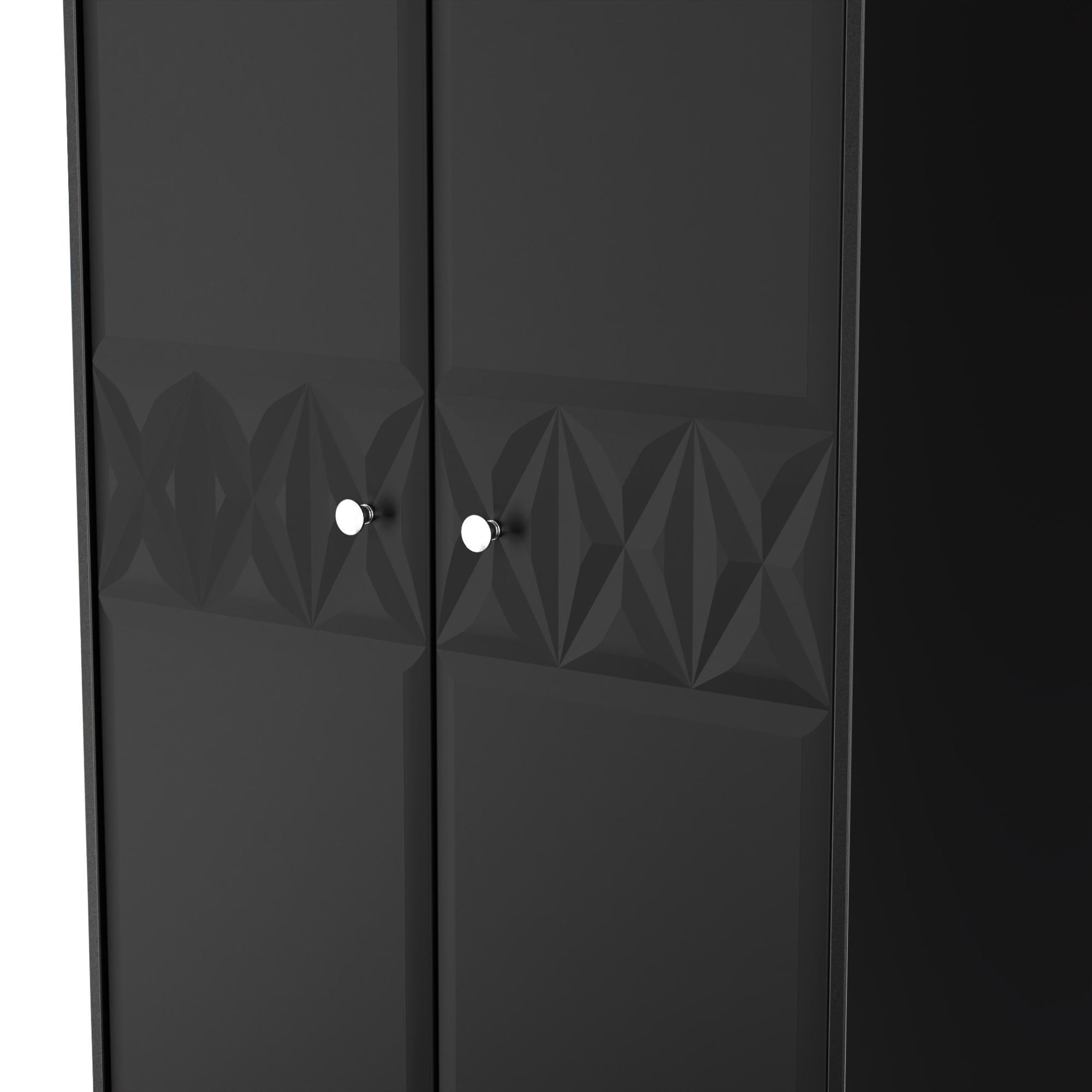 San Jose Ready assembled Contemporary Black Tall Double Wardrobe (H)1960mm (W)740mm (D)520mm