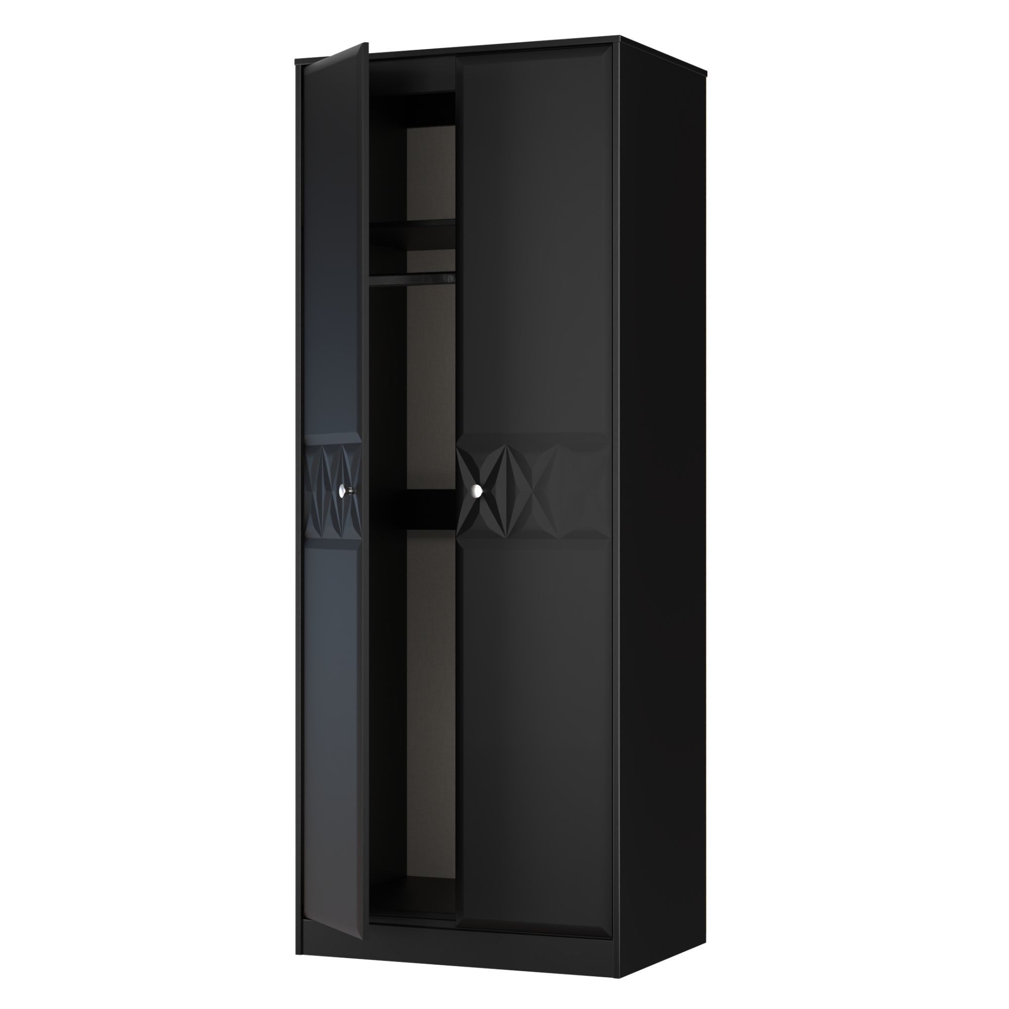 San Jose Ready assembled Contemporary Black Tall Double Wardrobe (H)1960mm (W)740mm (D)520mm