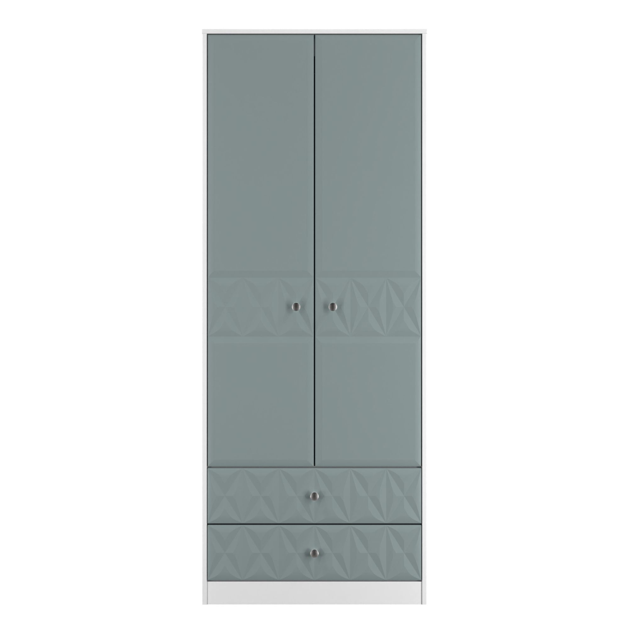 San Jose Ready assembled Contemporary Duck egg blue & white 2 Drawer Tall Double Wardrobe (H)1960mm (W)740mm (D)520mm
