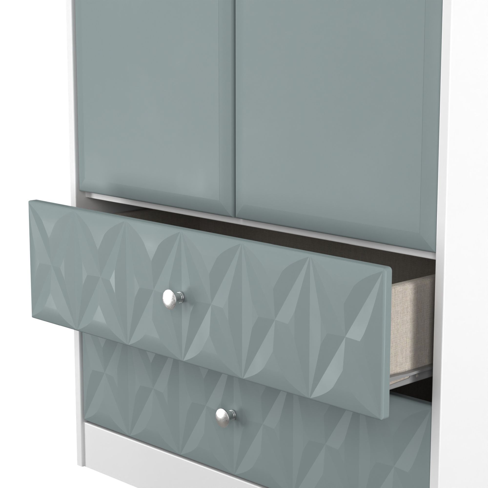 San Jose Ready assembled Contemporary Duck egg blue & white 2 Drawer Tall Double Wardrobe (H)1960mm (W)740mm (D)520mm