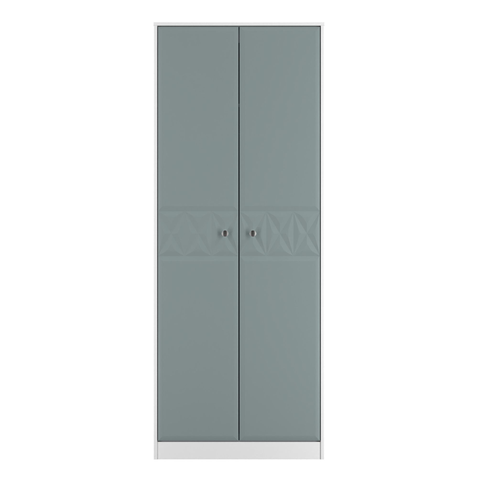 San Jose Ready assembled Contemporary Duck egg blue & white Tall Double Wardrobe (H)1960mm (W)740mm (D)520mm