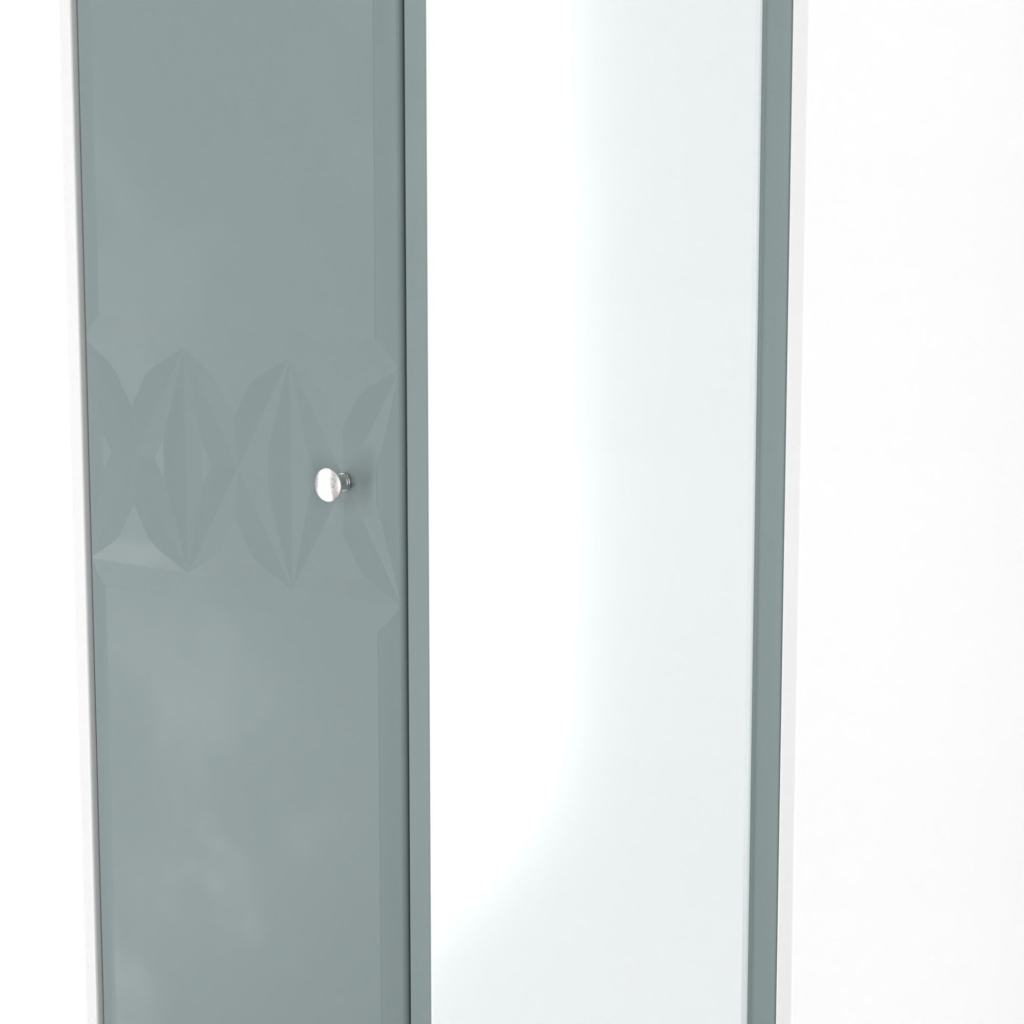 San Jose Ready assembled Contemporary Duck egg blue & white Tall Double Wardrobe With 1 mirror door (H)1960mm (W)740mm (D)520mm