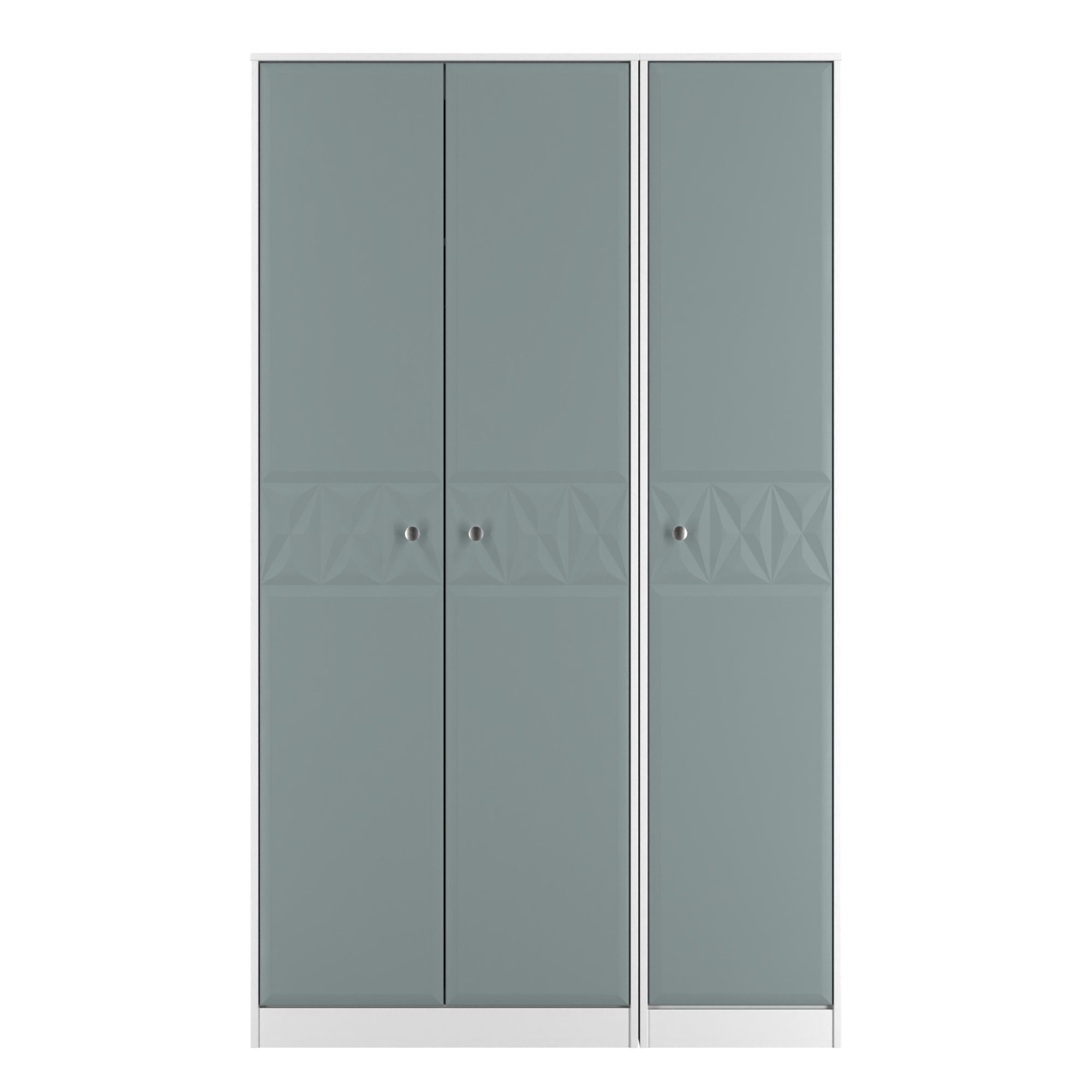 San Jose Ready assembled Contemporary Duck egg blue & white Tall Triple Wardrobe (H)1960mm (W)1108mm (D)530mm