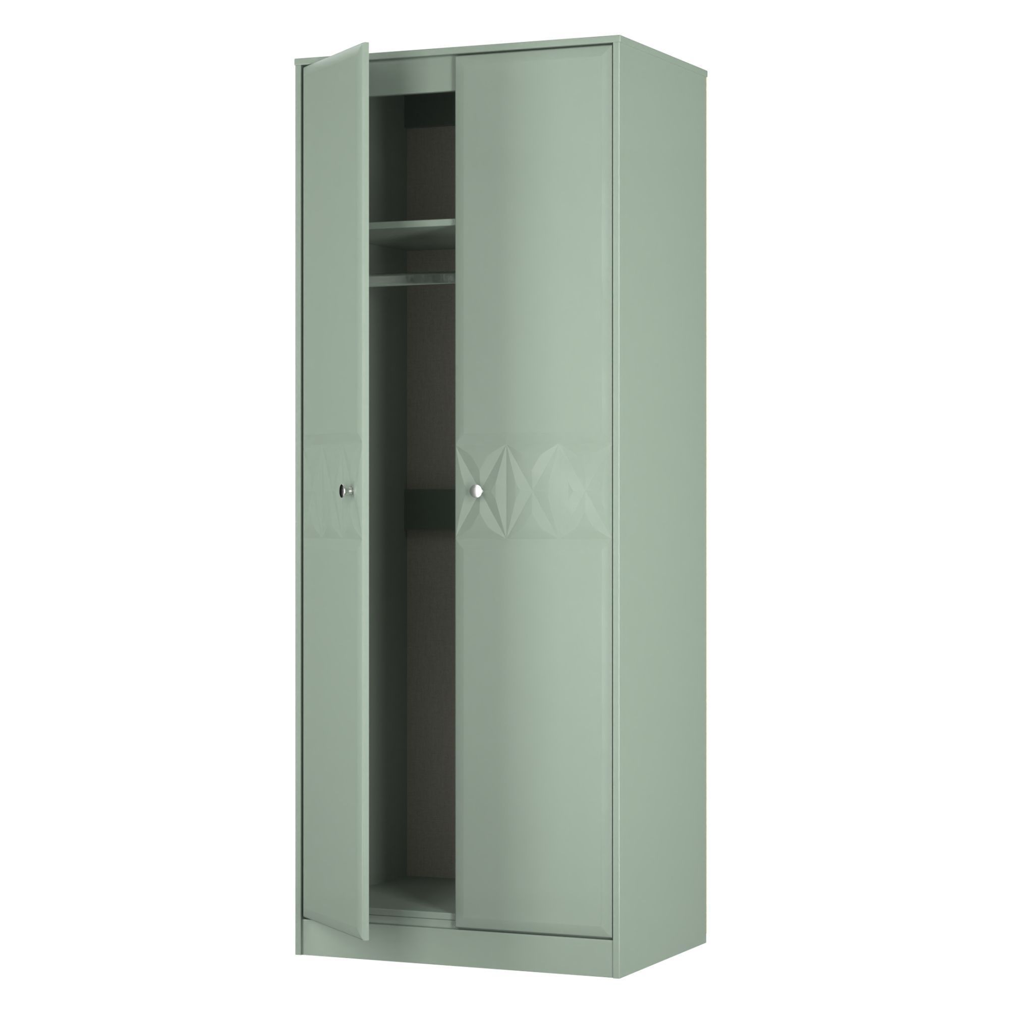 San Jose Ready assembled Contemporary Green Tall Double Wardrobe (H)1960mm (W)740mm (D)520mm