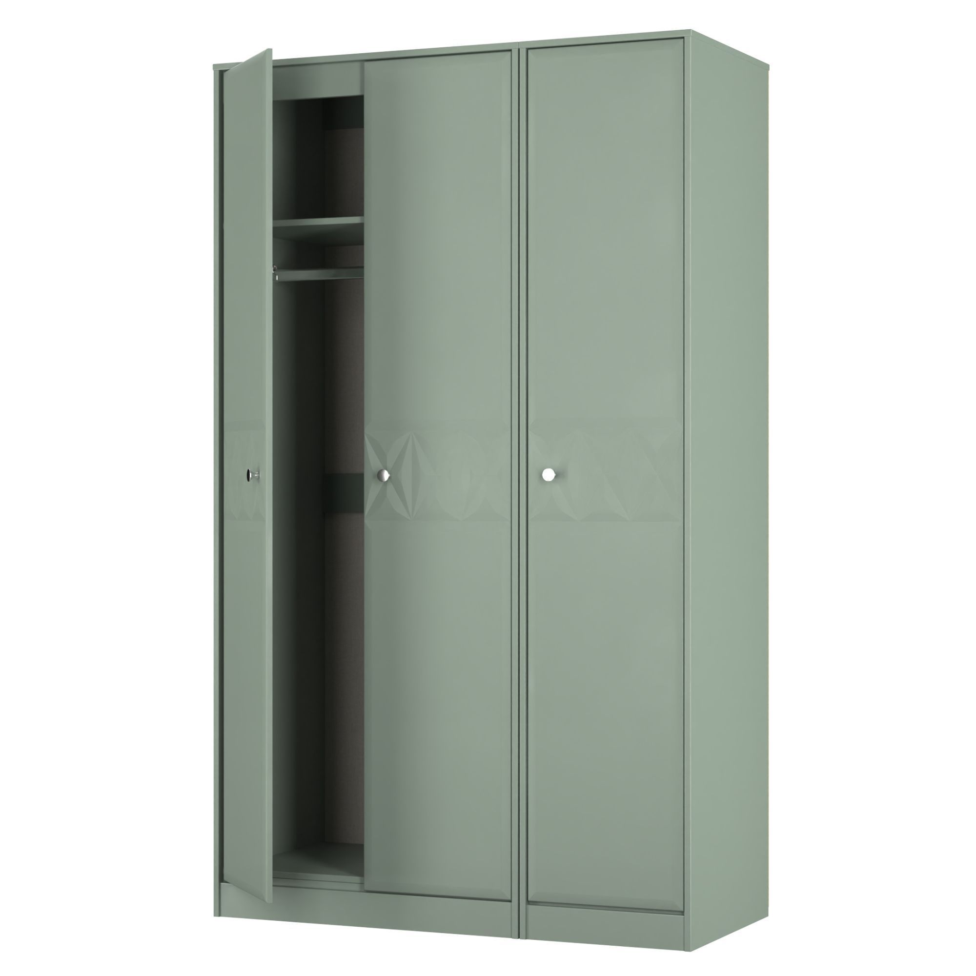San Jose Ready assembled Contemporary Green Tall Triple Wardrobe (H)1960mm (W)1108mm (D)530mm