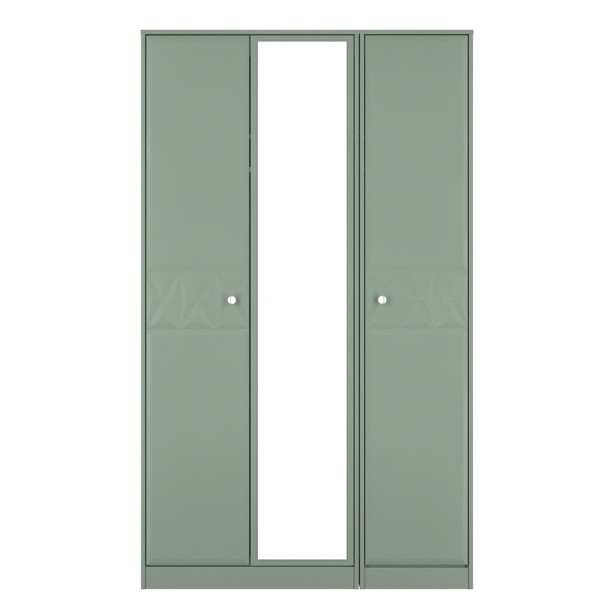 San Jose Ready assembled Contemporary Green Tall Triple Wardrobe With 1 mirror door (H)1960mm (W)1108mm (D)530mm
