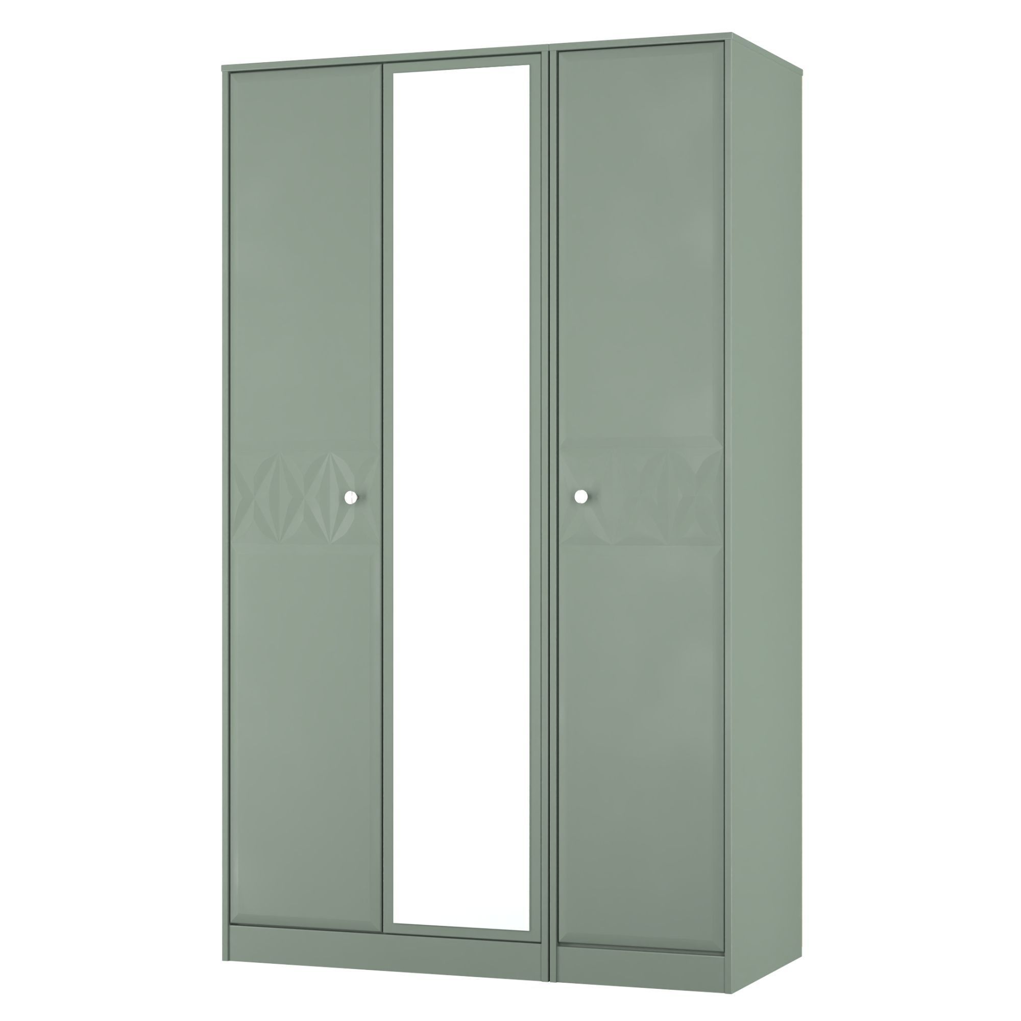 San Jose Ready assembled Contemporary Green Tall Triple Wardrobe With 1 mirror door (H)1960mm (W)1108mm (D)530mm