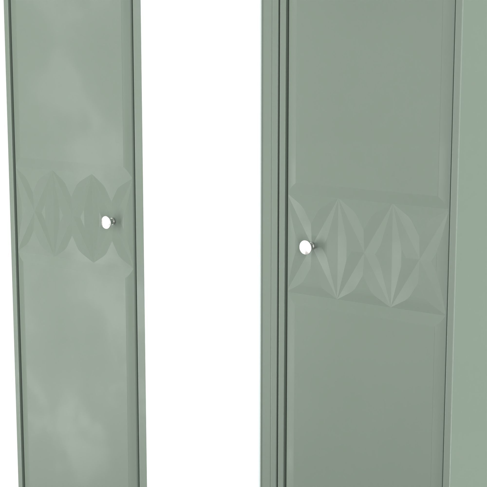 San Jose Ready assembled Contemporary Green Tall Triple Wardrobe With 1 mirror door (H)1960mm (W)1108mm (D)530mm