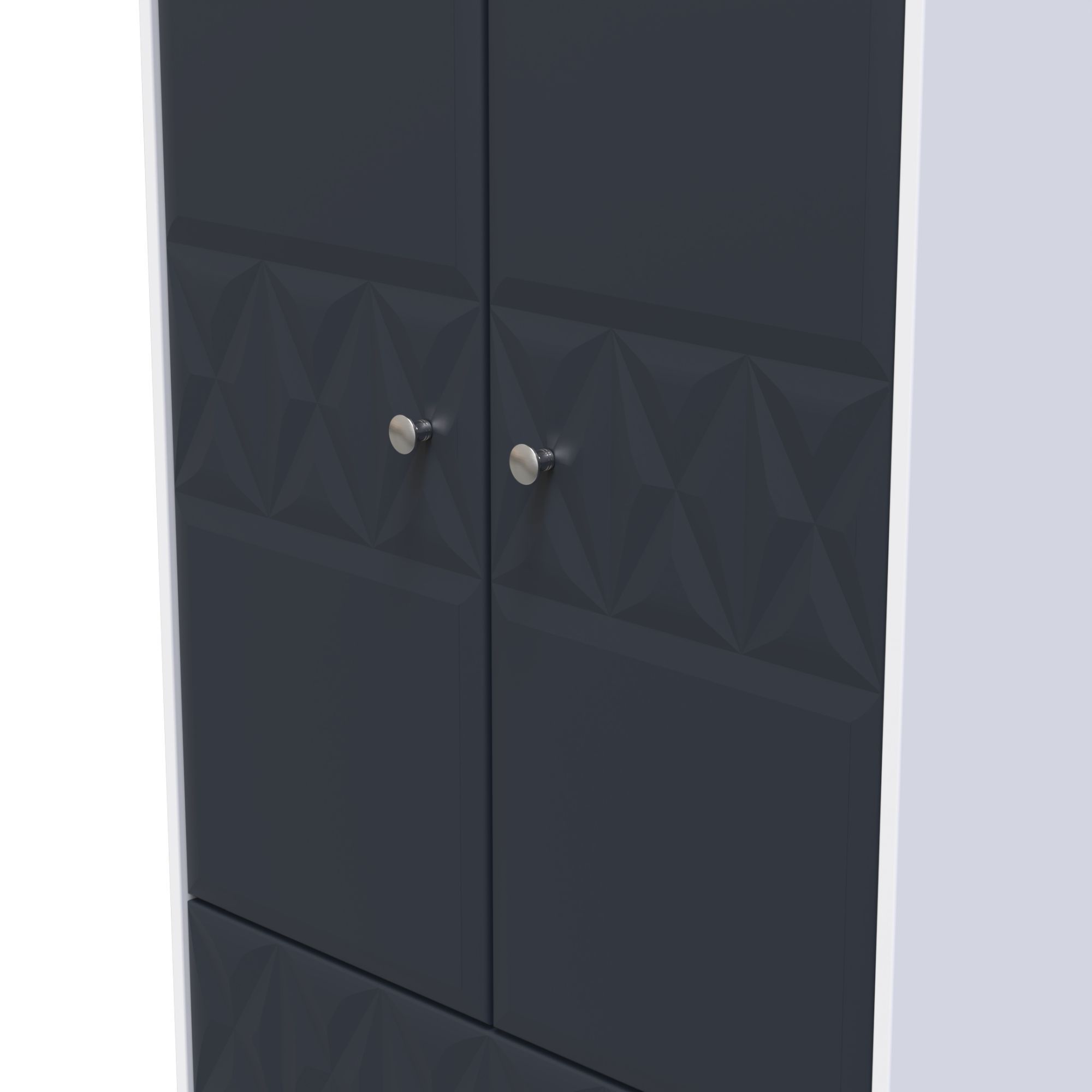 San Jose Ready assembled Contemporary Indigo & white 2 Drawer Tall Double Wardrobe (H)1970mm (W)770mm (D)530mm