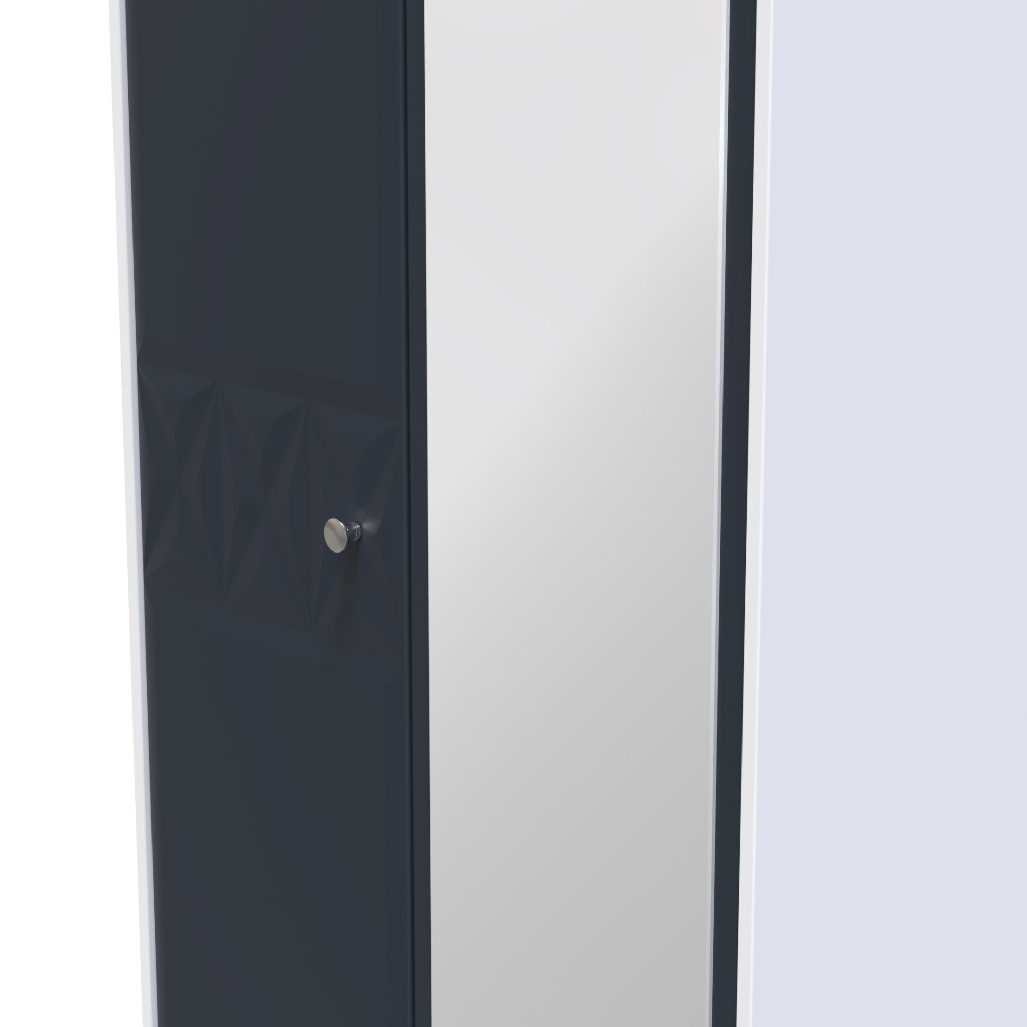 San Jose Ready assembled Contemporary Indigo & white effect Tall Double Wardrobe With 1 mirror door (H)1970mm (W)770mm (D)530mm