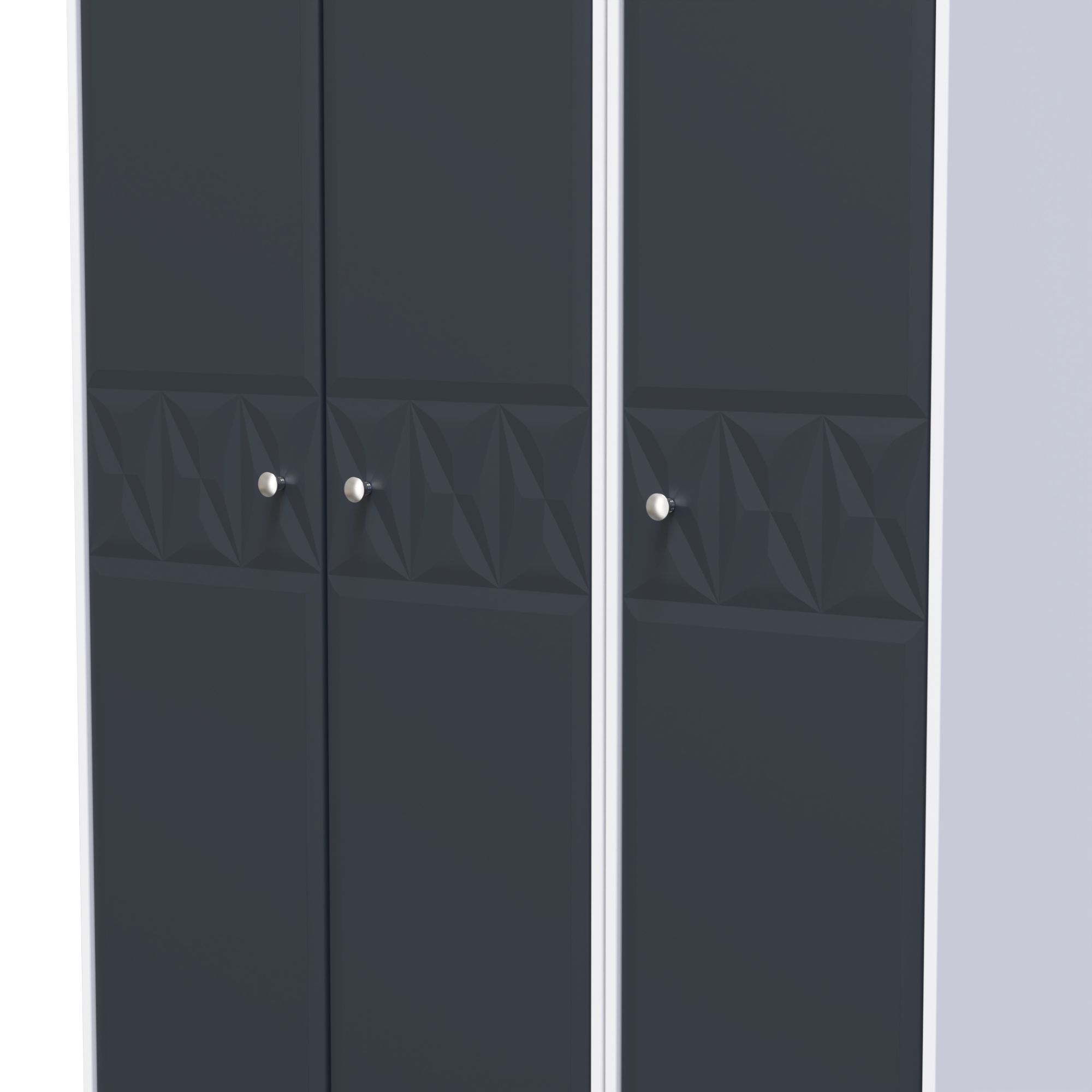 San Jose Ready assembled Contemporary Indigo & white Tall Triple Wardrobe (H)1970mm (W)1110mm (D)530mm