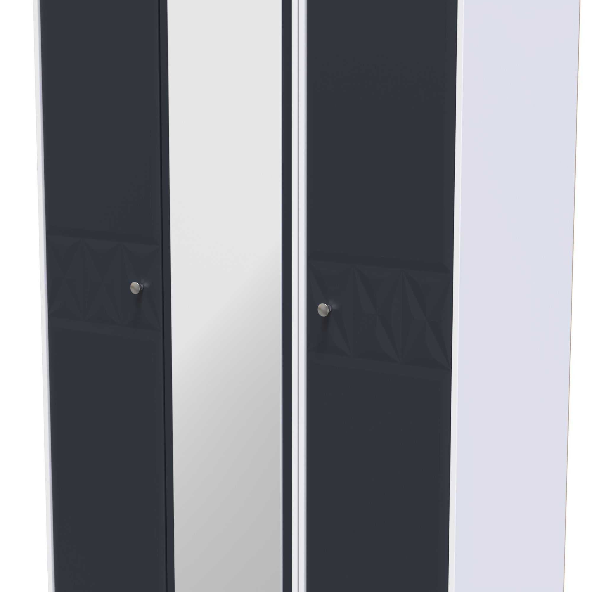 San Jose Ready assembled Contemporary Indigo & white Tall Triple Wardrobe With 1 mirror door (H)1970mm (W)1110mm (D)530mm