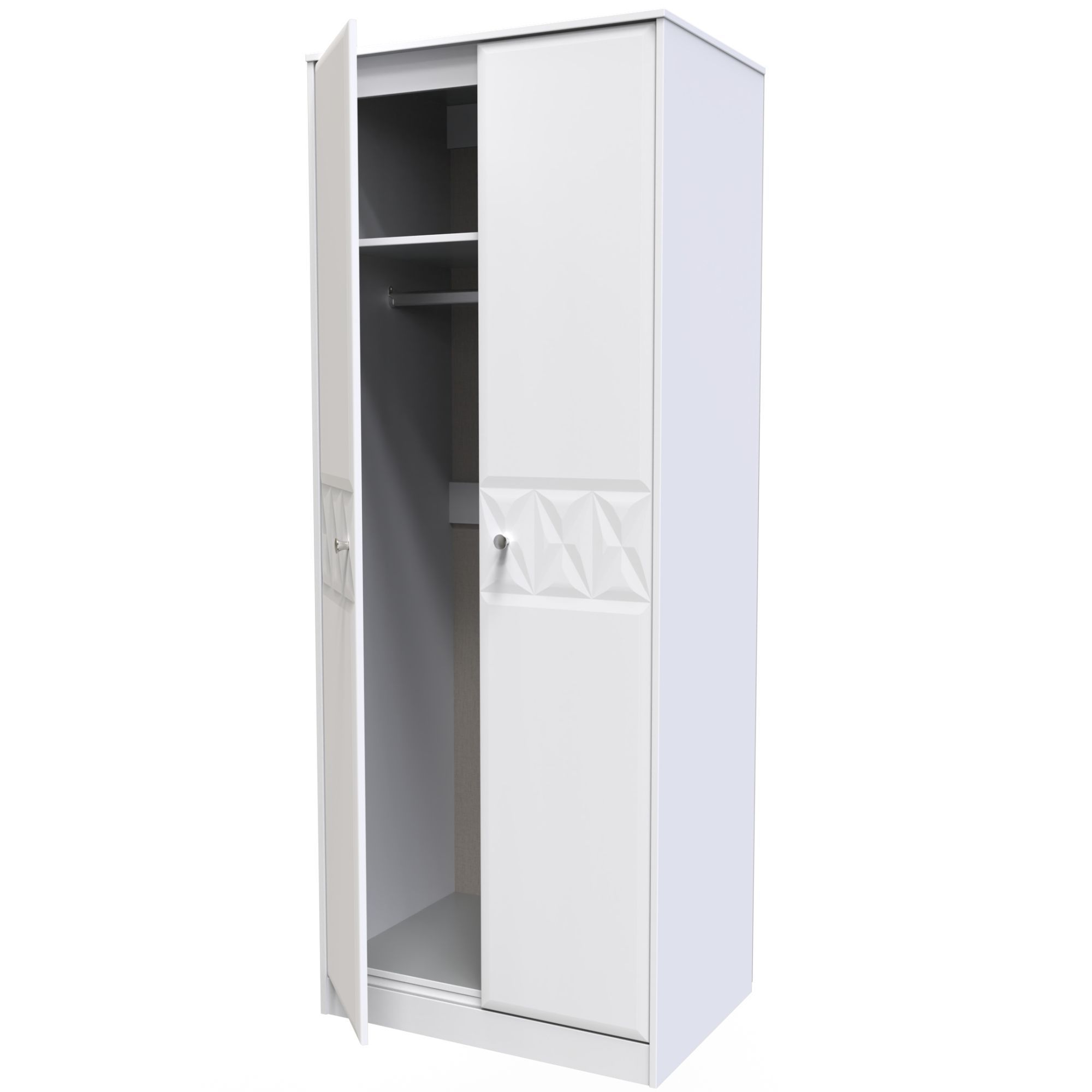 San Jose Ready assembled Contemporary White Tall Double Wardrobe (H)1970mm (W)770mm (D)530mm