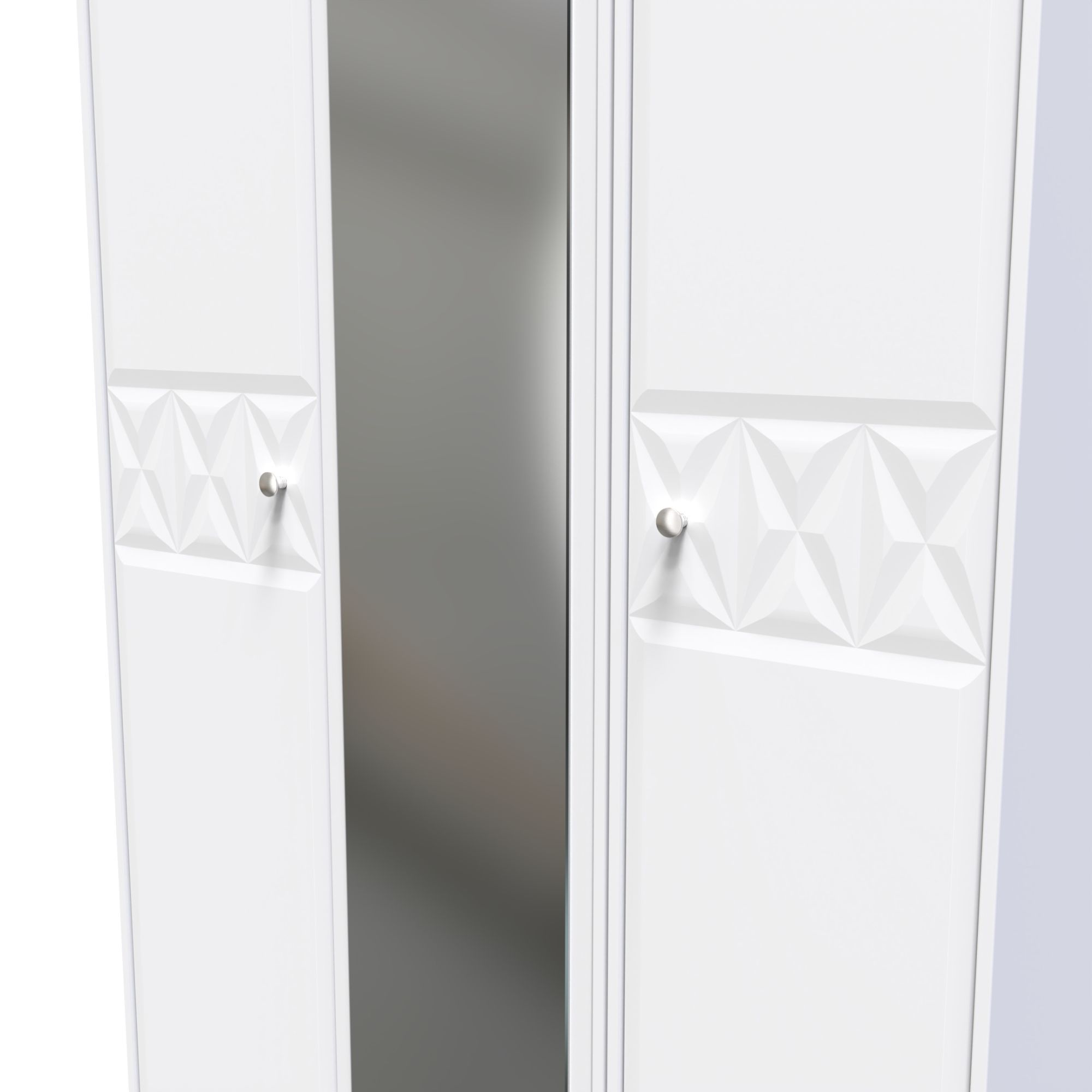 San Jose Ready assembled Contemporary White Tall Triple Wardrobe With 1 mirror door (H)1970mm (W)1110mm (D)530mm