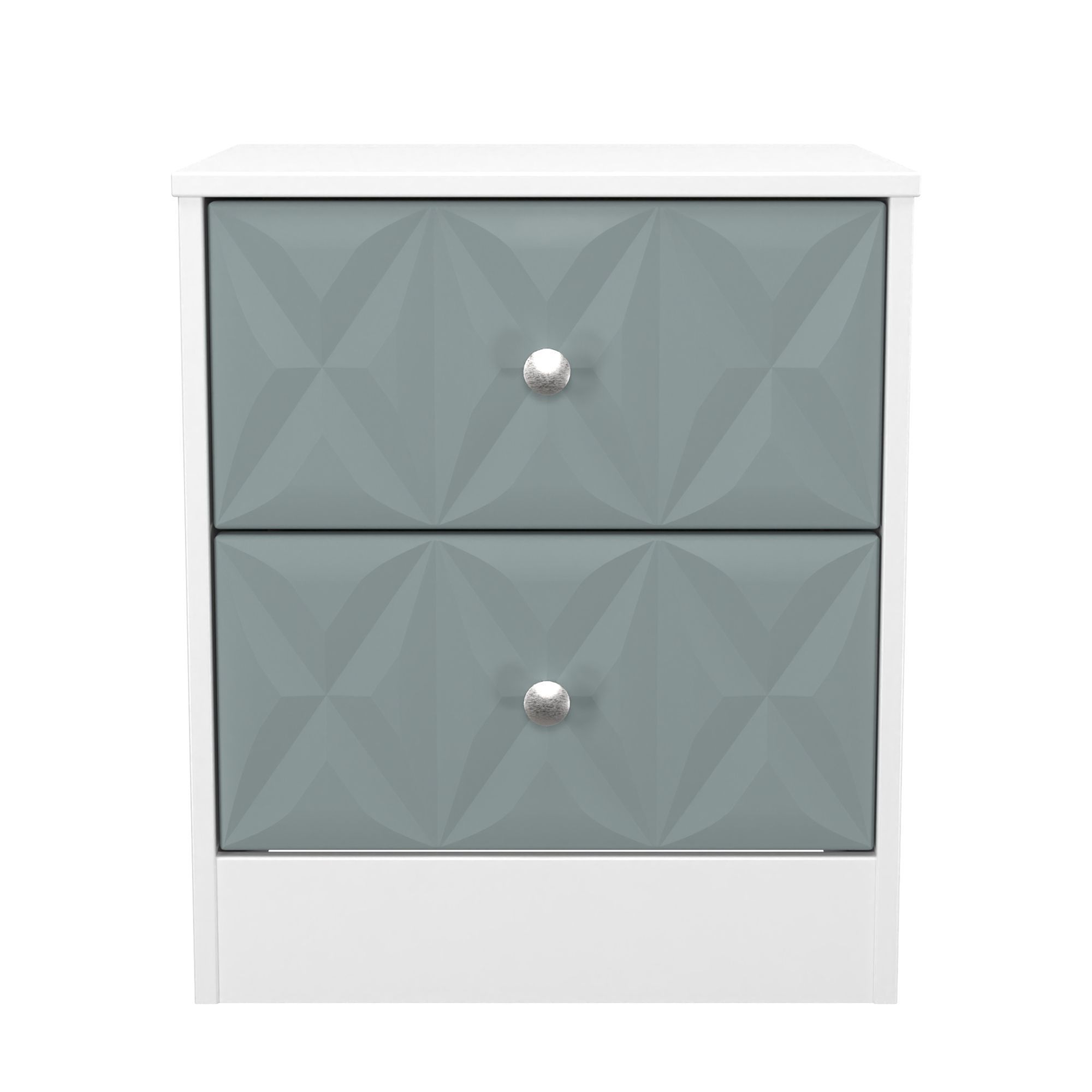 San Jose Ready assembled Duck egg blue & white 2 Drawer Bedside chest (H)521mm (W)450mm (D)395mm