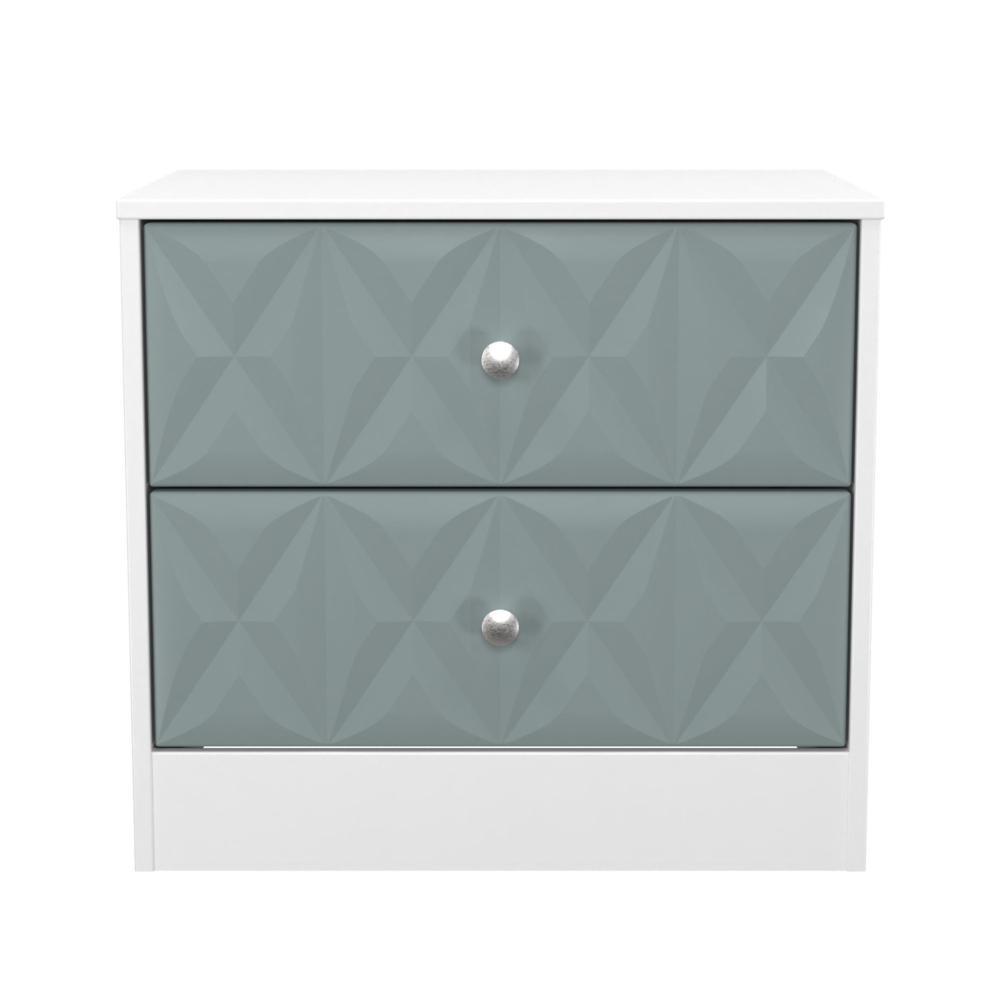 San Jose Ready assembled Duck egg blue & white 2 Drawer Bedside chest (H)521mm (W)570mm (D)395mm