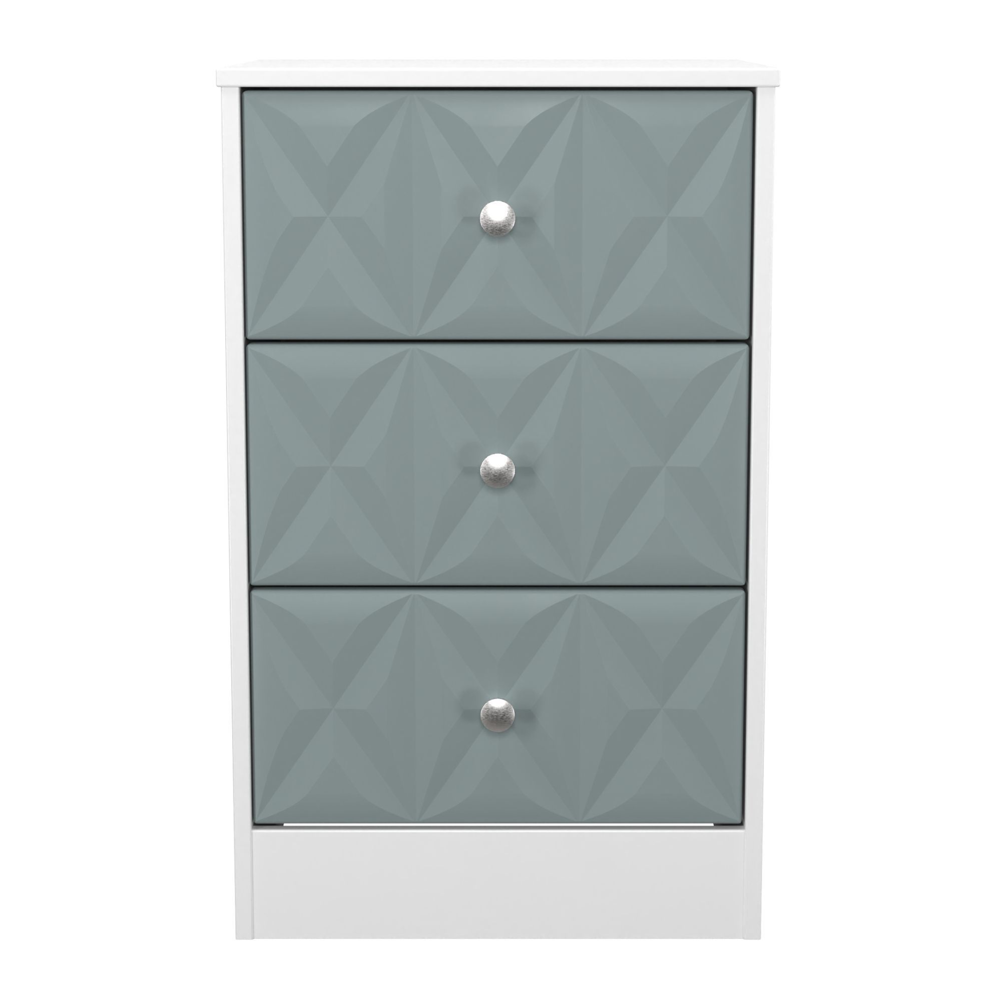 San Jose Ready assembled Duck egg blue & white 3 Drawer Bedside chest (H)726mm (W)450mm (D)395mm