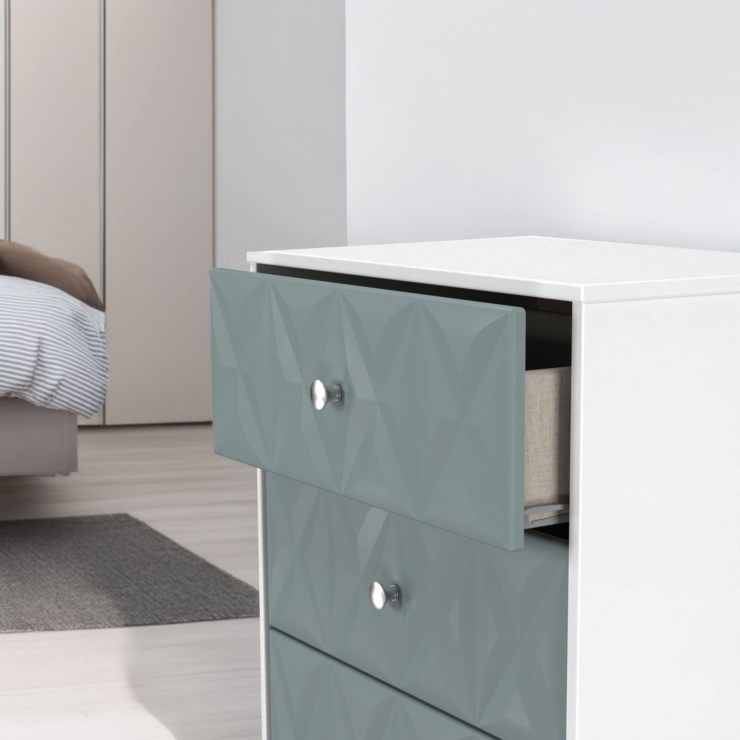 San Jose Ready assembled Duck egg blue & white 4 Drawer Chest (H)1063mm (W)746mm (D)395mm
