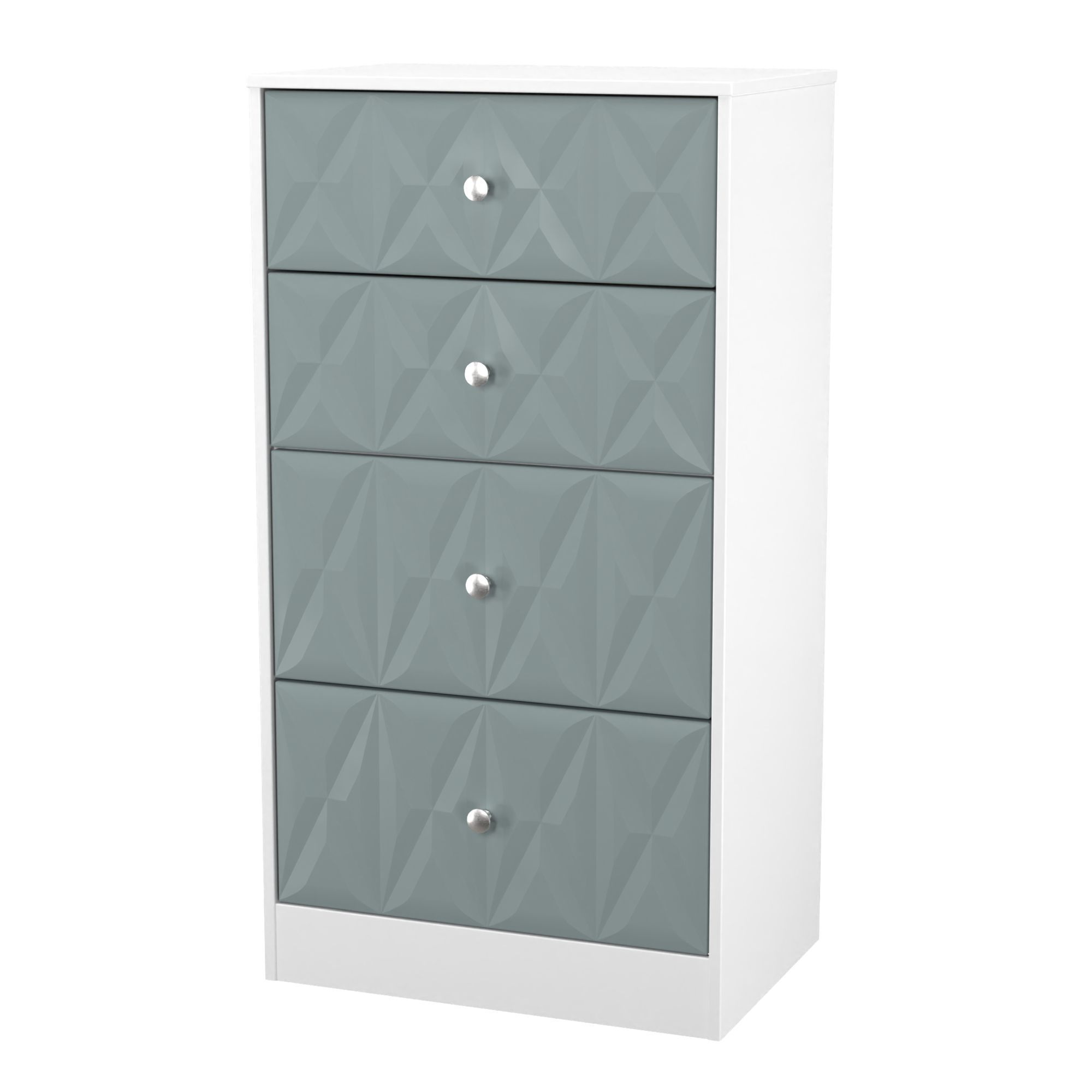 San Jose Ready assembled Duck egg blue & white 4 Drawer Chest (H)1063mm (W)746mm (D)395mm