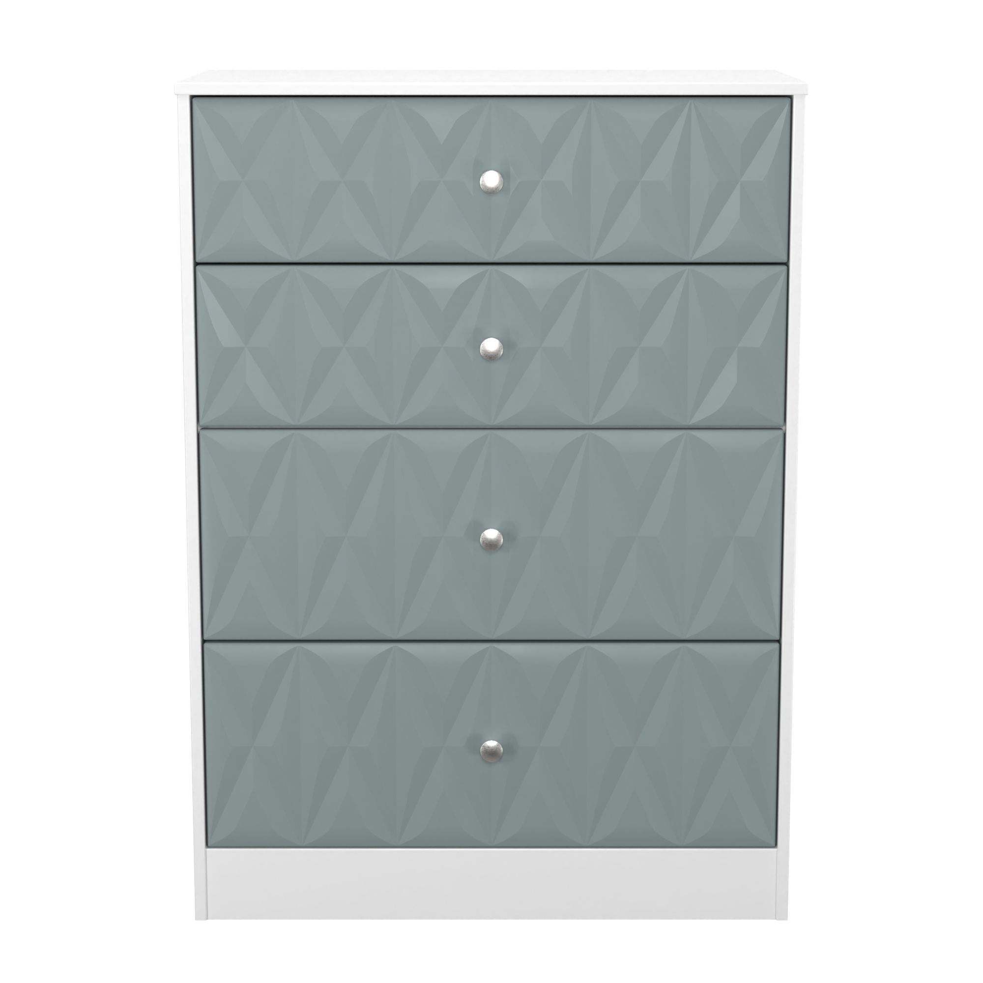 San Jose Ready assembled Duck egg blue & white 4 Drawer Chest (H)1063mm (W)766mm (D)395mm