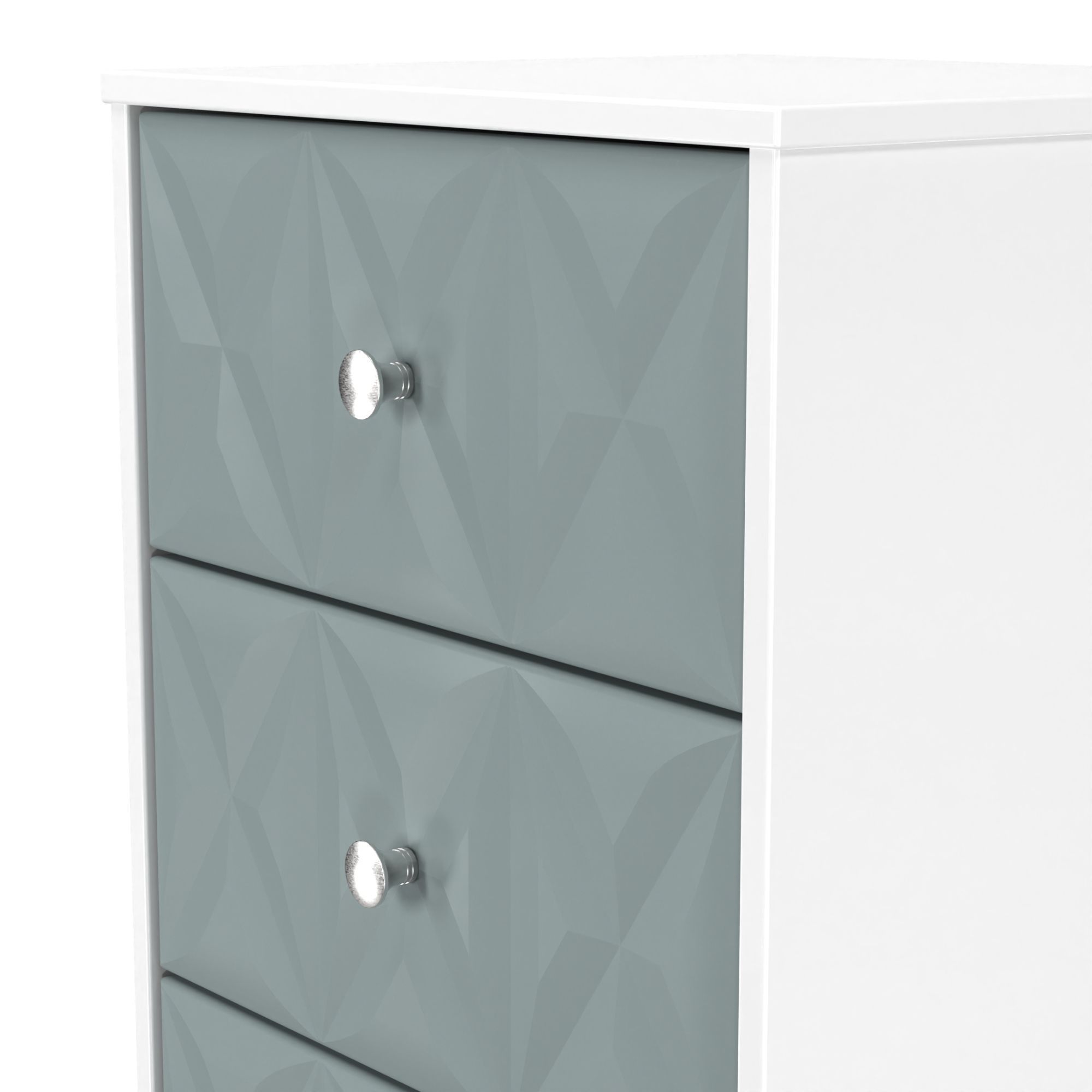 San Jose Ready assembled Duck egg blue & white 5 Drawer Bedside chest (H)1120mm (W)450mm (D)395mm