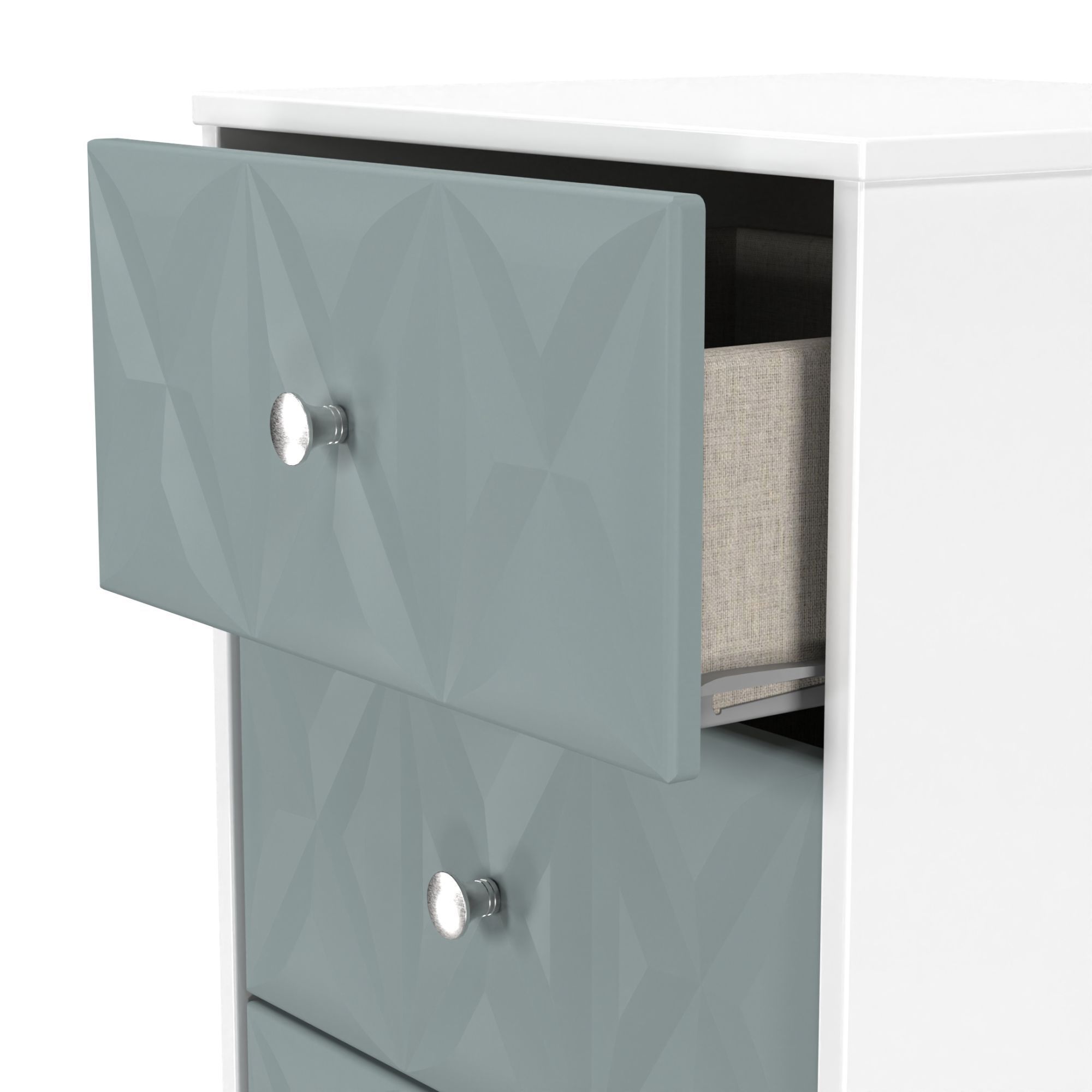San Jose Ready assembled Duck egg blue & white 5 Drawer Bedside chest (H)1120mm (W)450mm (D)395mm