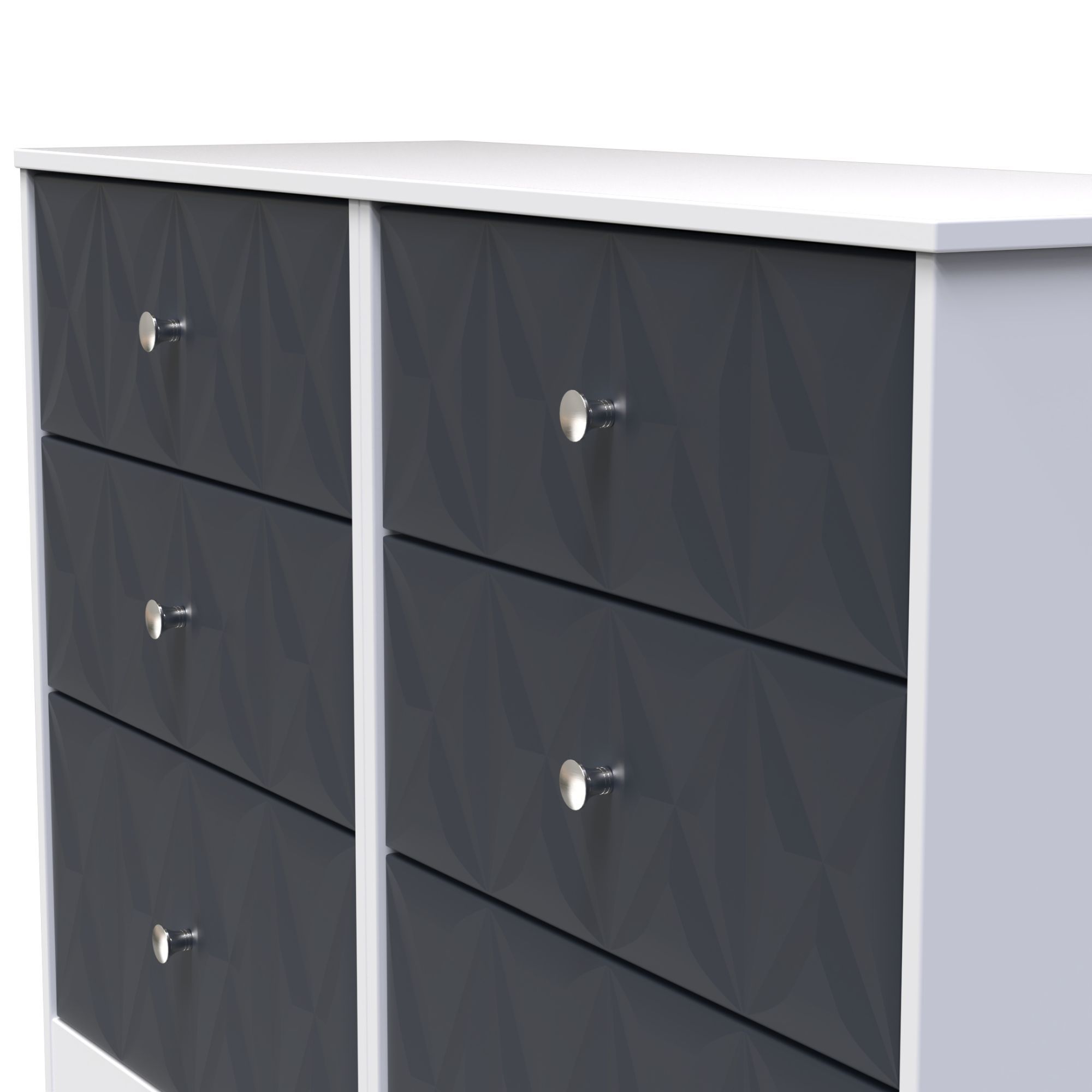 San Jose Ready assembled Indigo & white 6 Drawer Chest (H)792mm (W)1117mm (D)395mm
