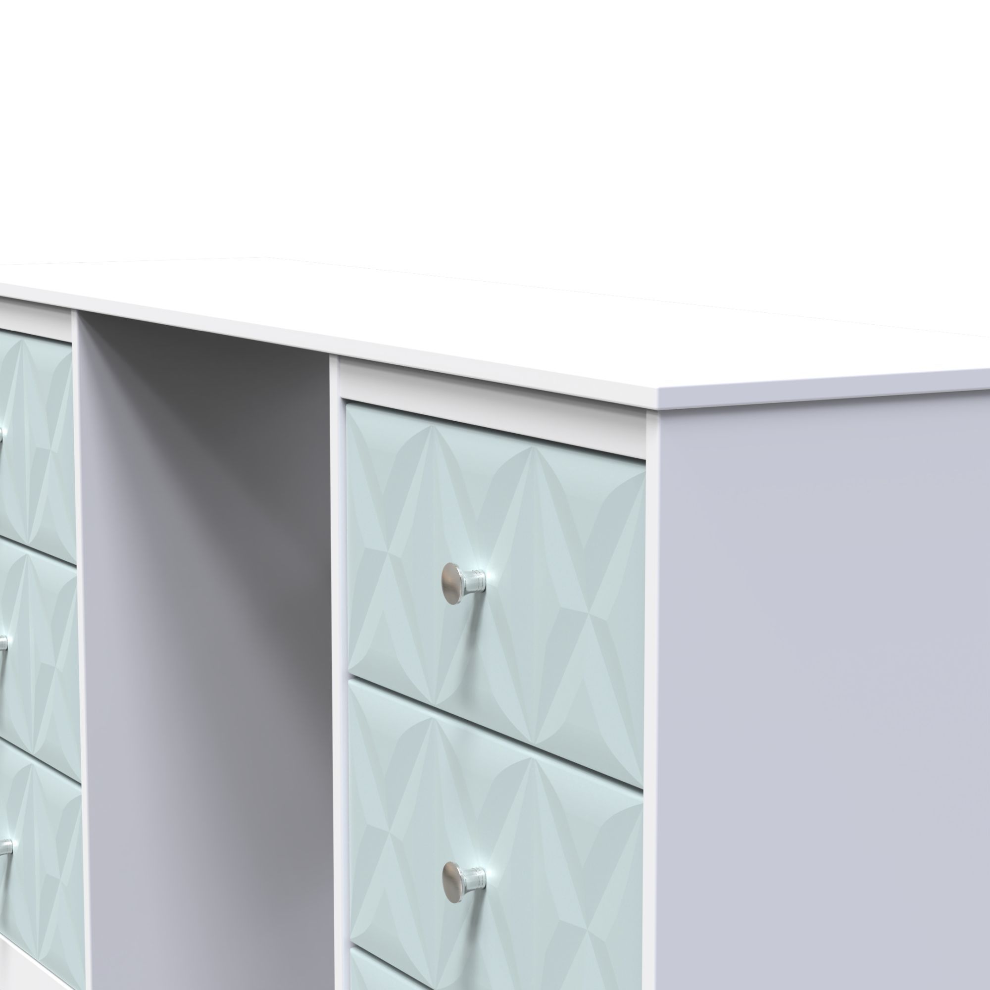 San Jose Ready assembled Matt duck egg blue & white 6 Drawer Non-extendable Dressing table (H)785mm (W)1248mm (D)390mm