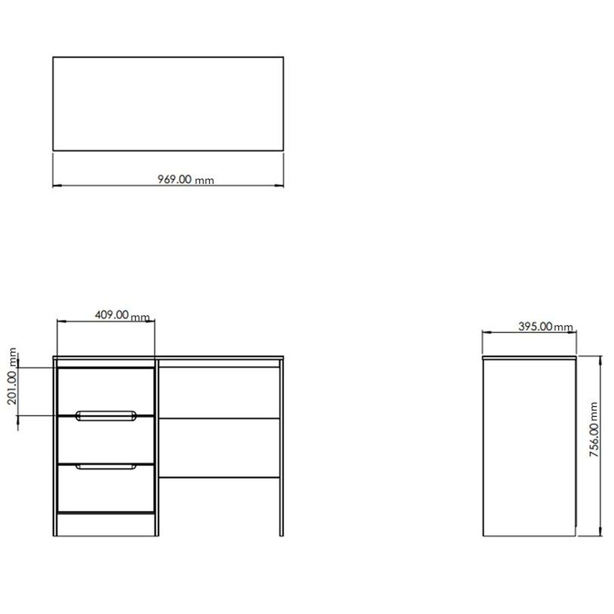 San Jose Ready assembled Matt indigo blue & white 3 Drawer Non-extendable Dressing table (H)756mm (W)969mm (D)395mm