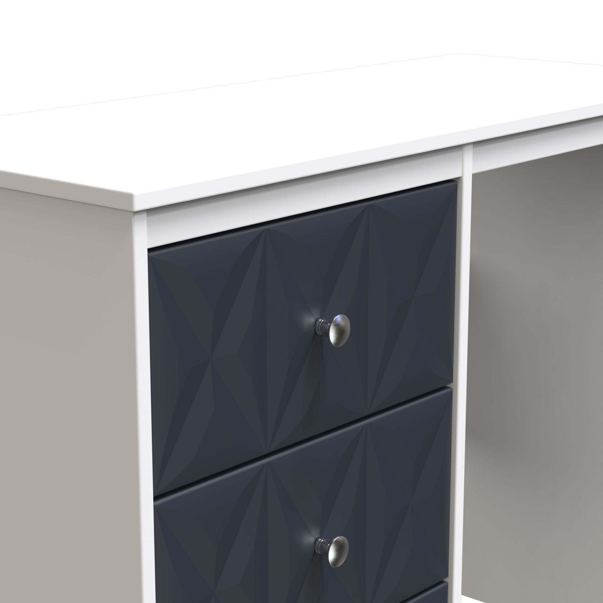 San Jose Ready assembled Matt indigo blue & white 3 Drawer Non-extendable Dressing table (H)756mm (W)969mm (D)395mm
