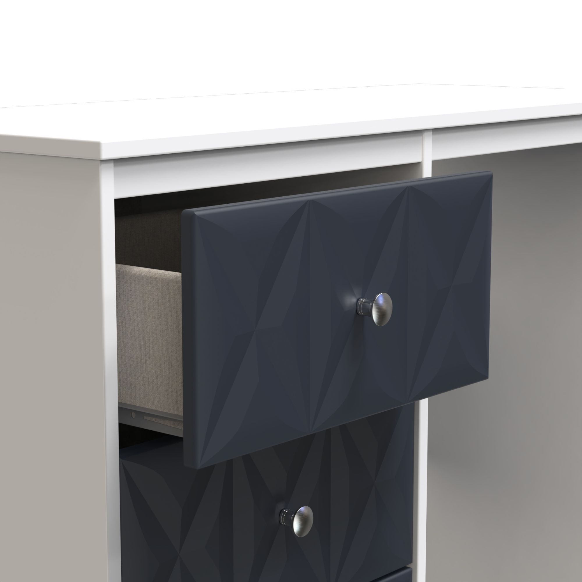 San Jose Ready assembled Matt indigo blue & white 3 Drawer Non-extendable Dressing table (H)756mm (W)969mm (D)395mm