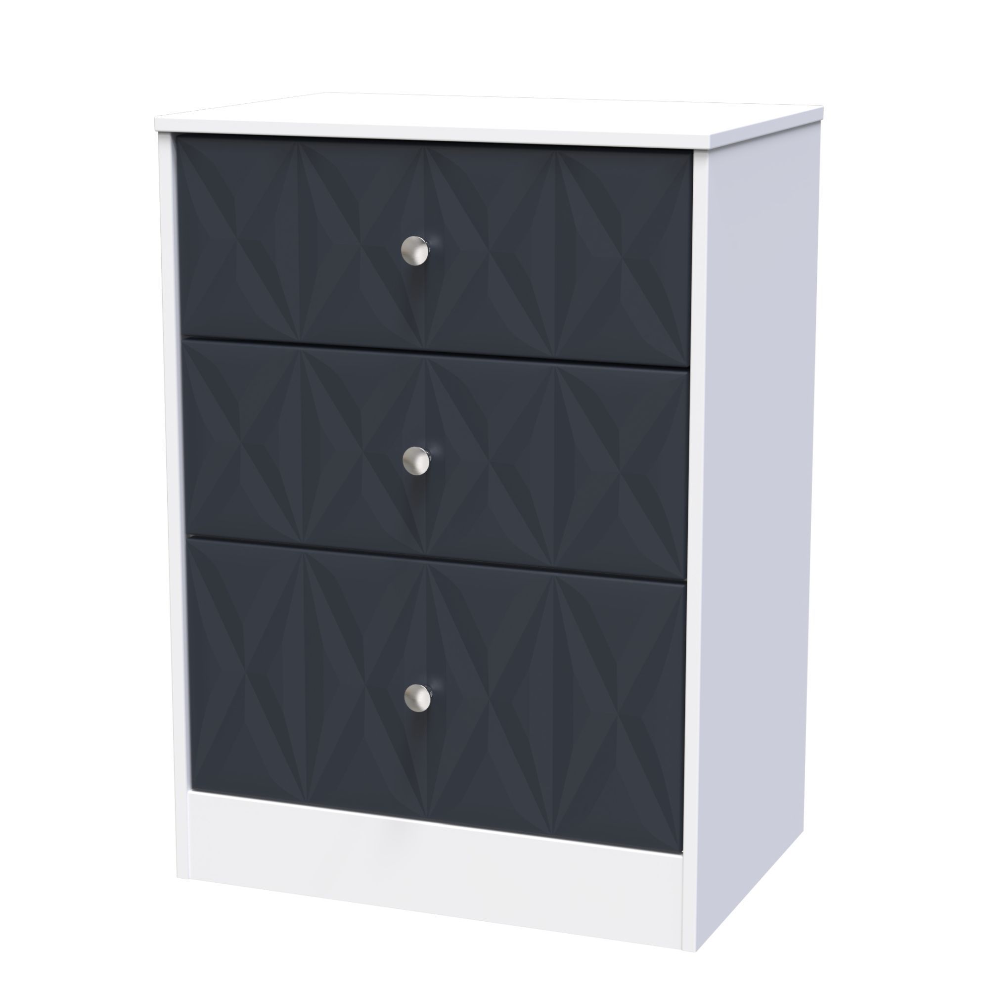 San Jose Ready assembled Matt indigo & white 3 Drawer Deep Chest (H)791mm (W)746mm (D)395mm