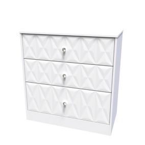 San Jose Ready assembled White 3 Drawer Chest (H)791mm (W)766mm (D)395mm