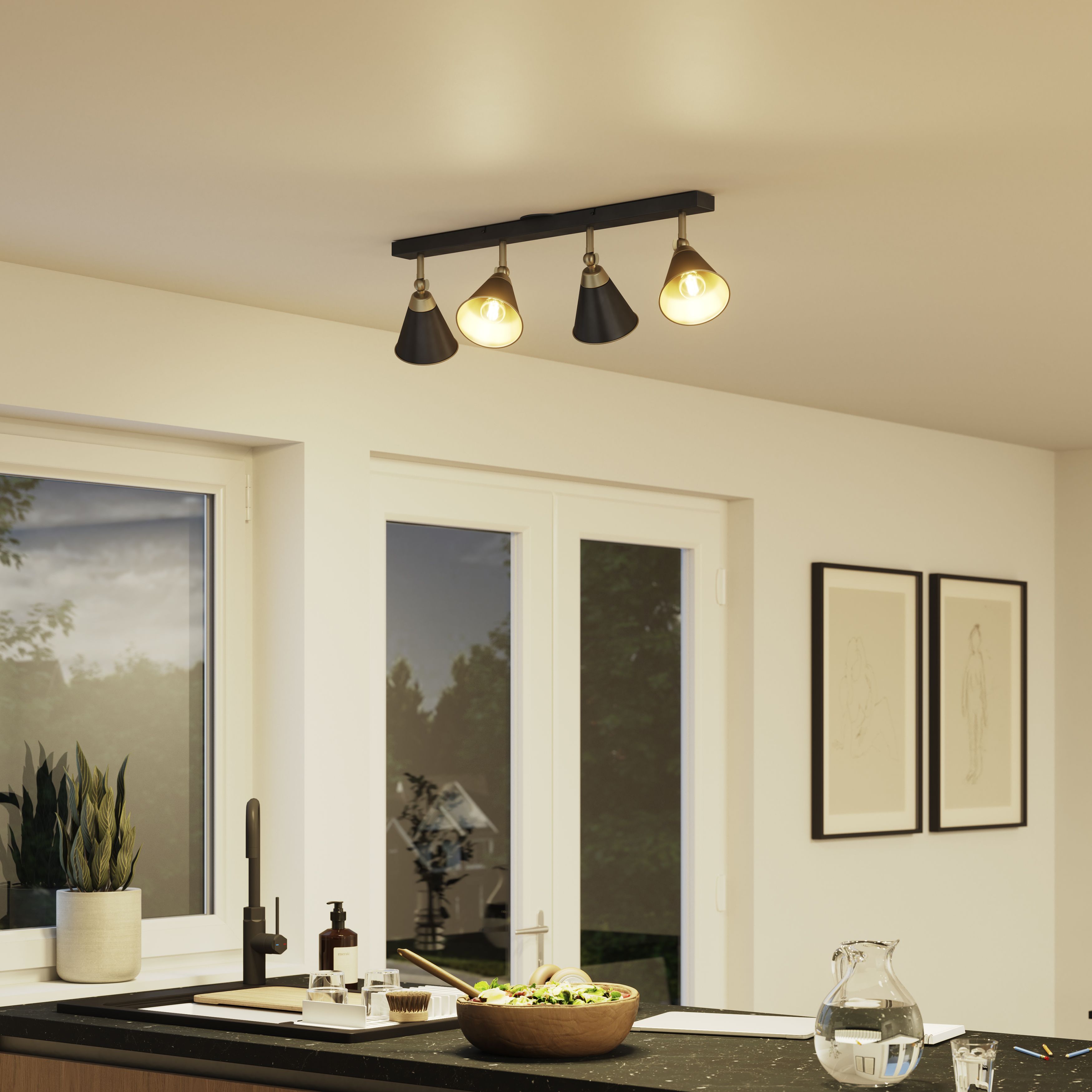 Sandown Matt Antique brass effect 4 Light Spotlight