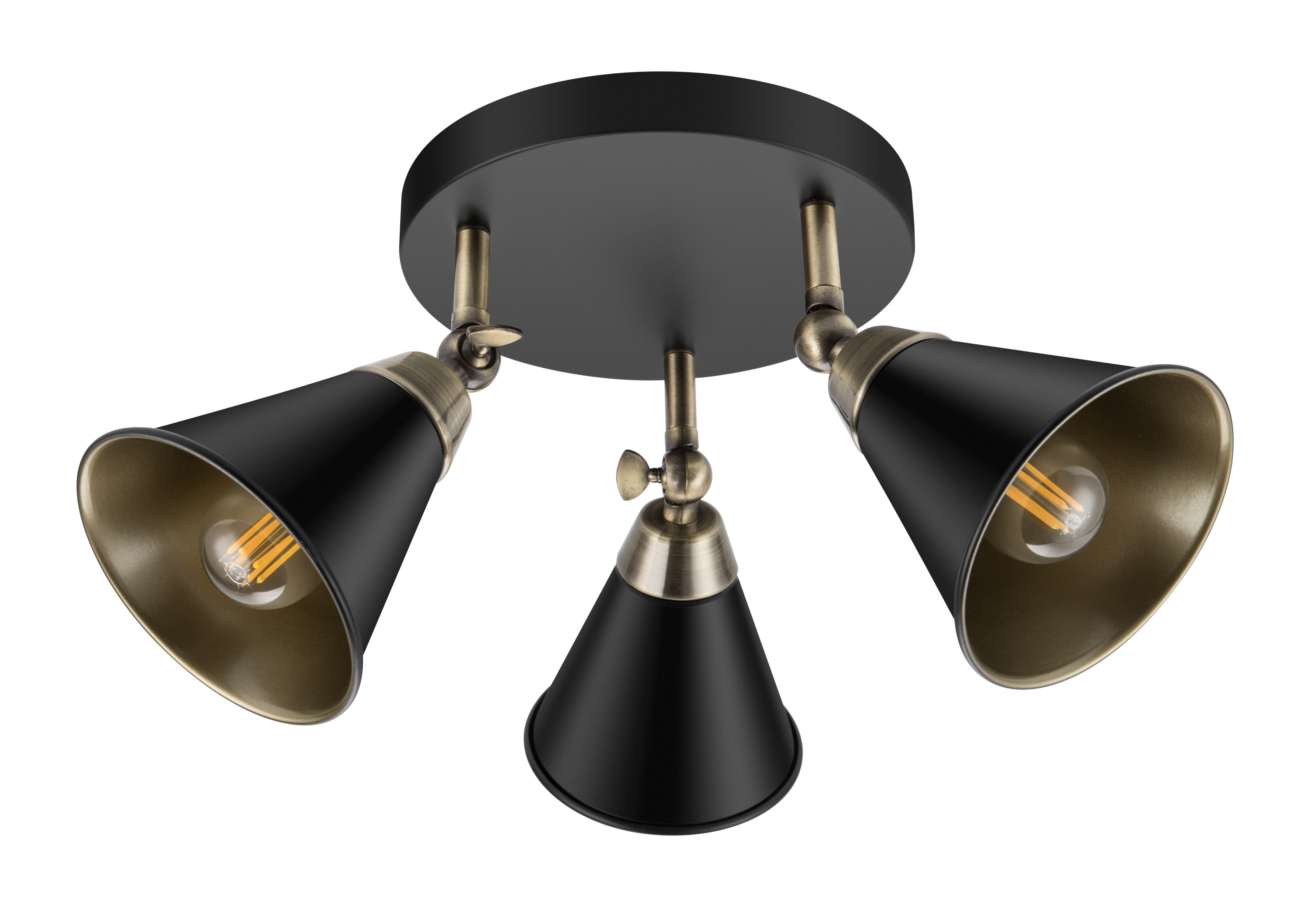 Sandown Plate Matt Antique brass effect 3 Light Spotlight