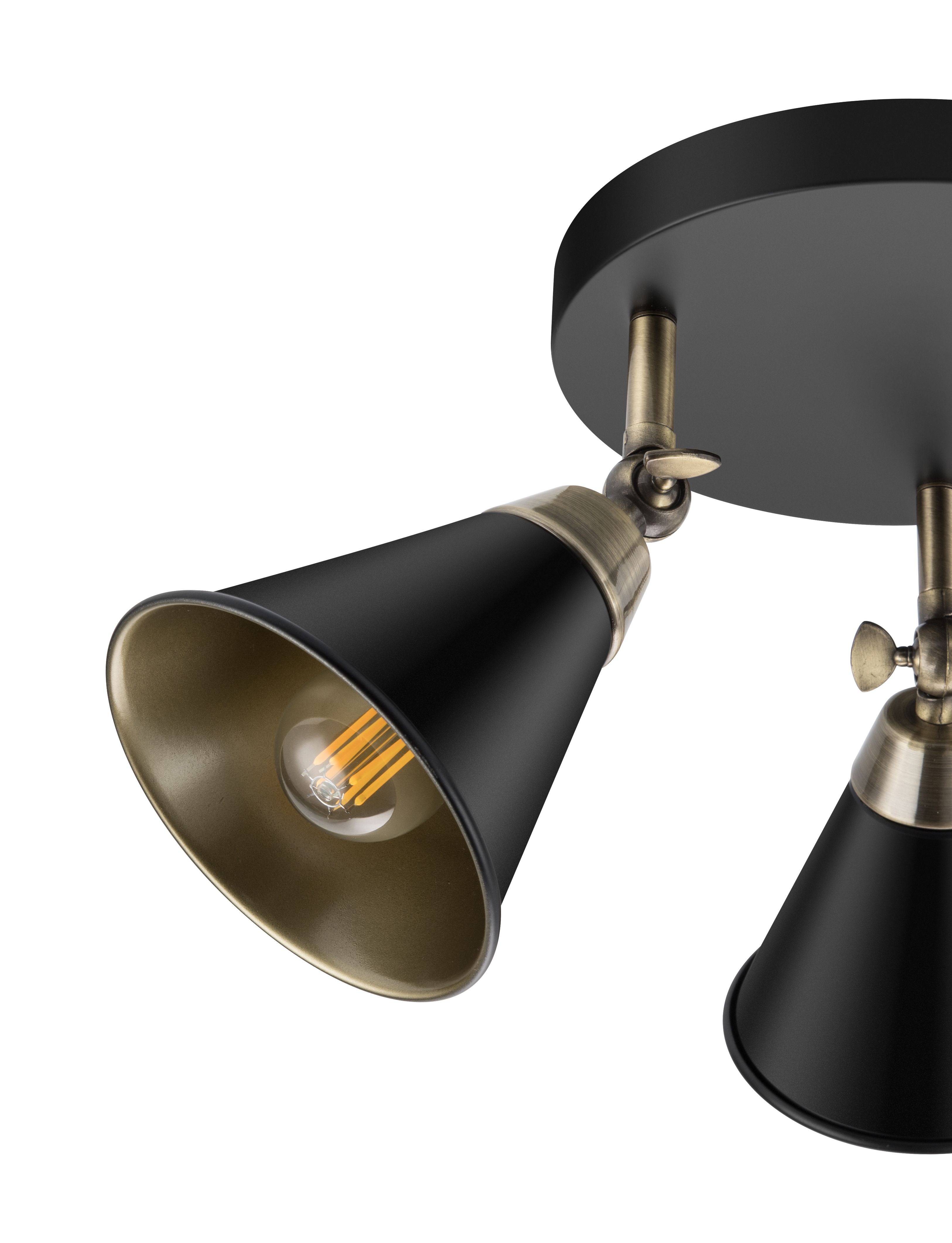 Sandown Plate Matt Antique brass effect 3 Light Spotlight