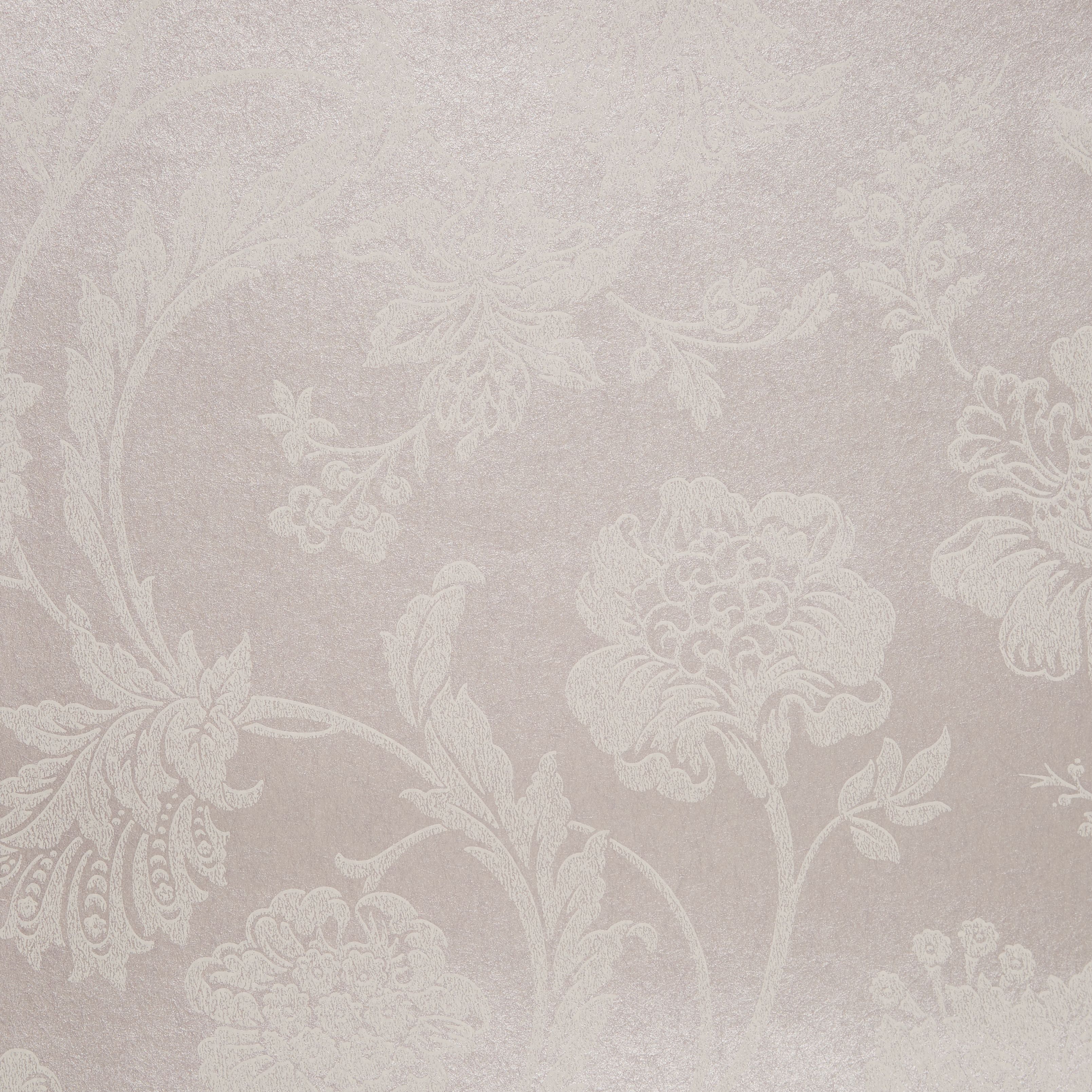 Sandringham Floral Lilac & white Metallic effect Smooth Wallpaper Sample