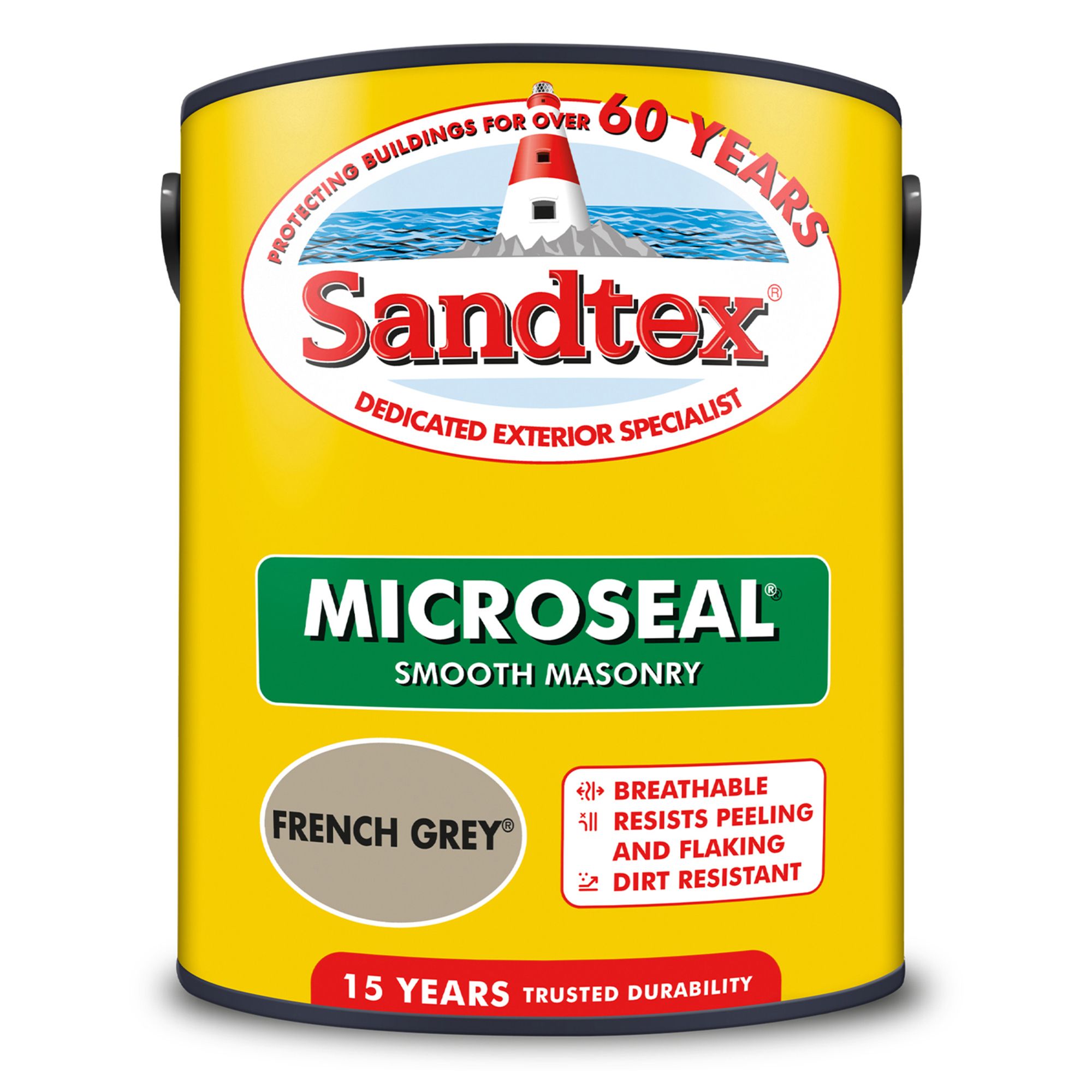 Sandtex French Grey Matt Masonry paint, 5L Tub