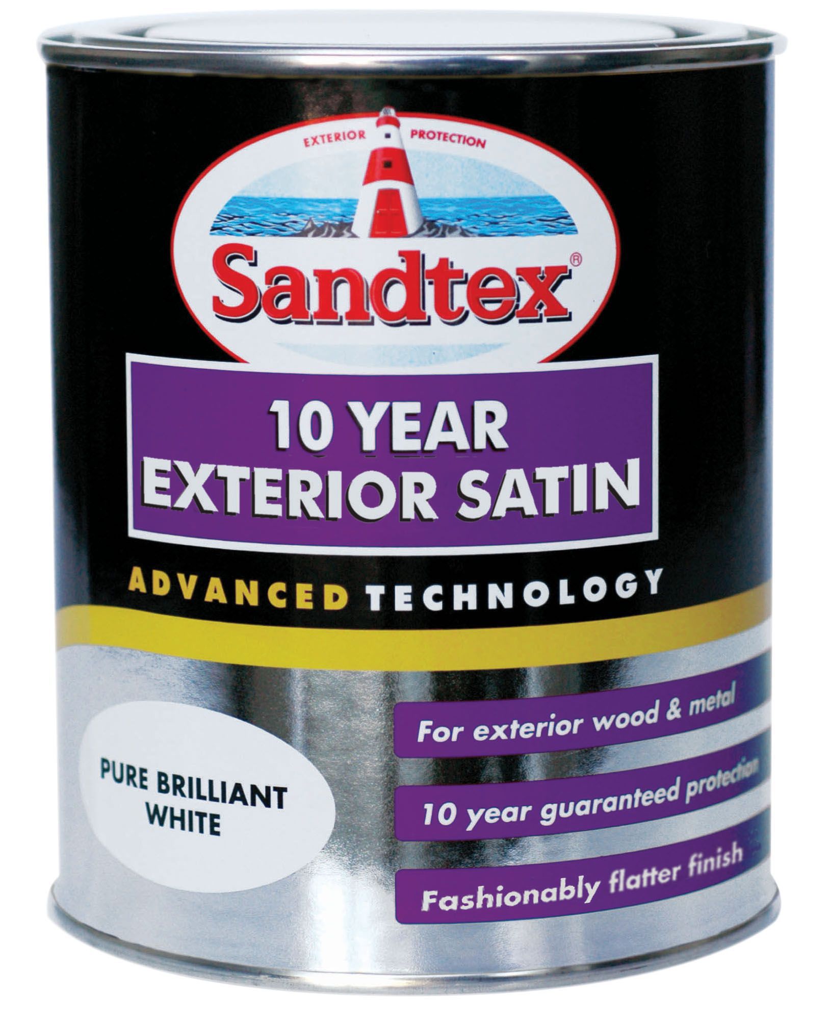 Sandtex Pure brilliant white Satinwood Exterior Metal & wood paint