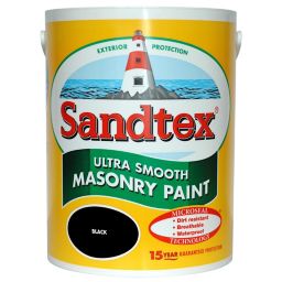 Sandtex Ultra smooth Black Masonry paint, 5L