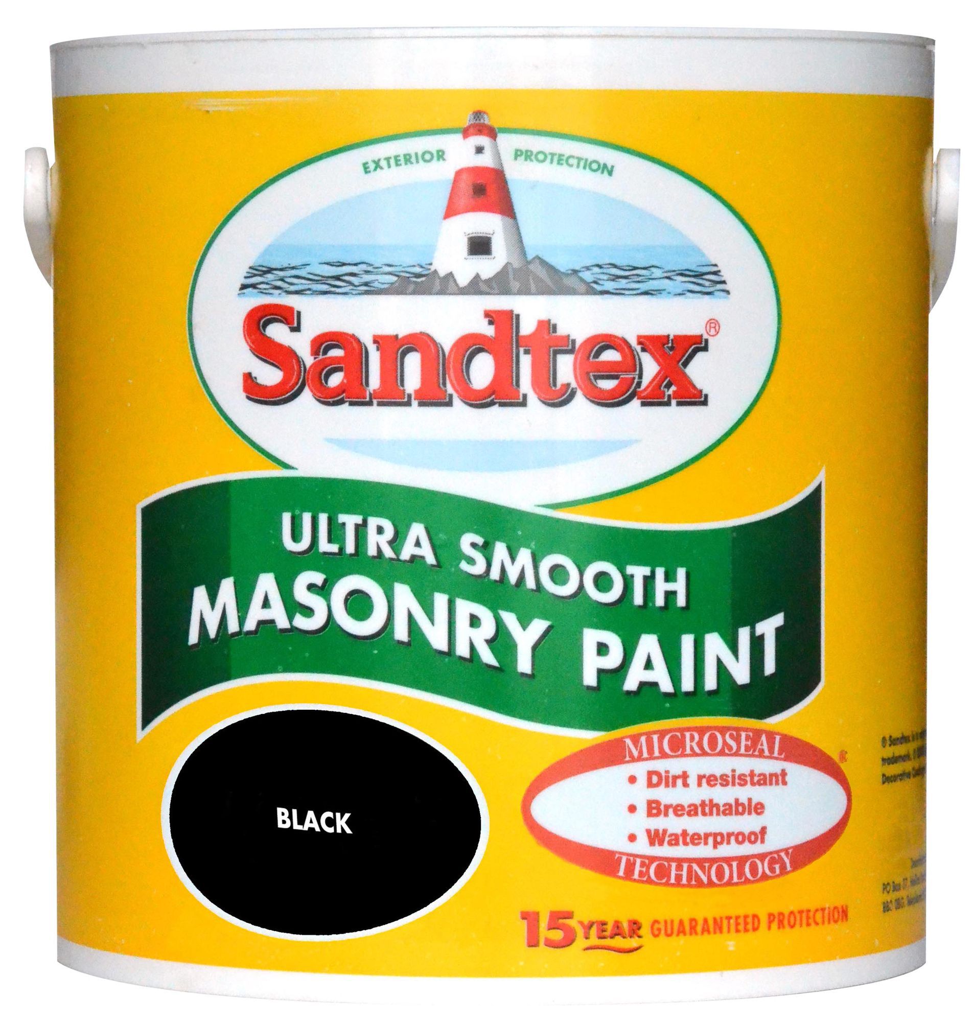 Sandtex Ultra smooth Black Smooth Masonry paint, 2.5L