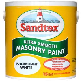 Sandtex Ultra smooth Pure brilliant white Smooth Masonry paint, 2.5L