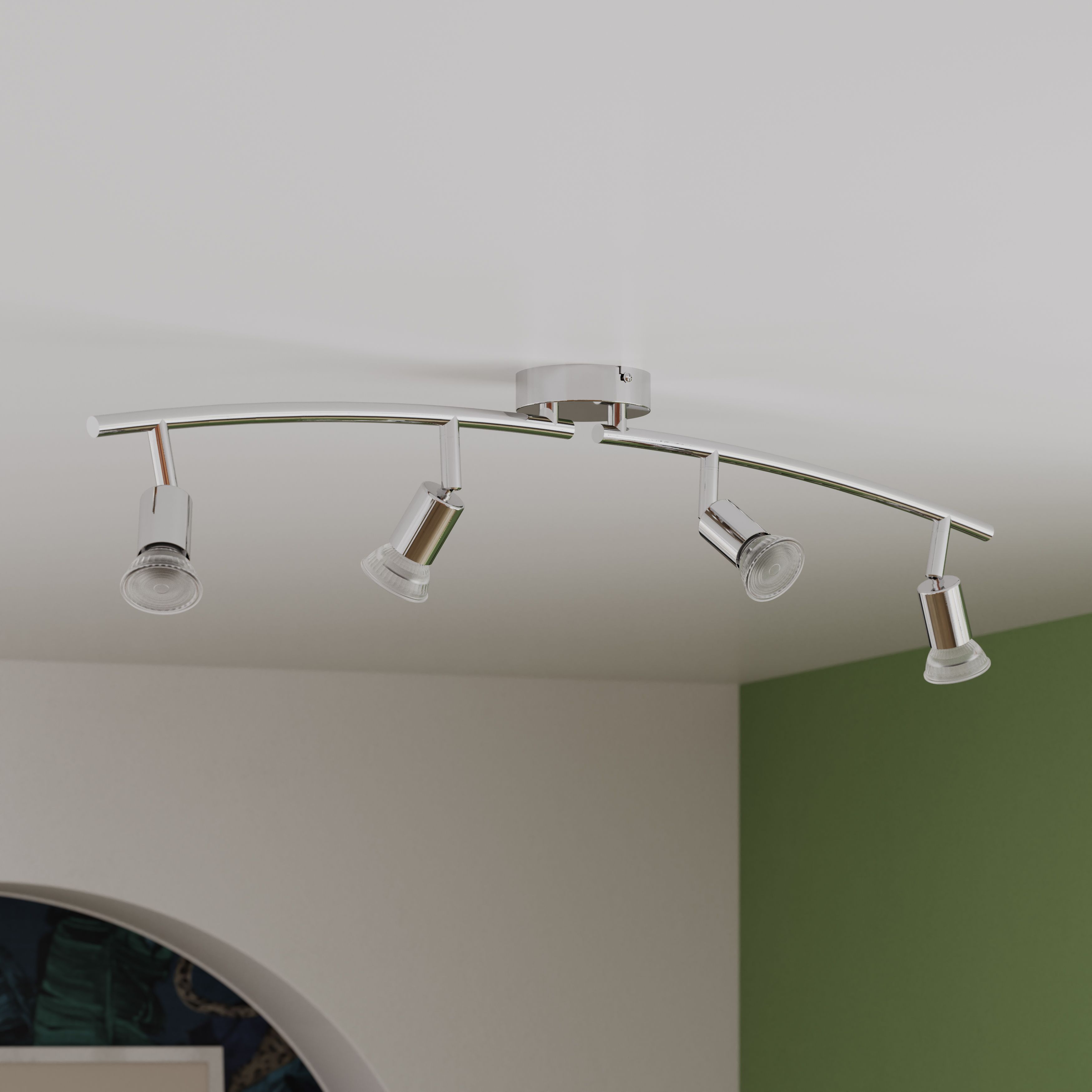 Sasha Tube Gloss Chrome effect 4 Light Spotlight