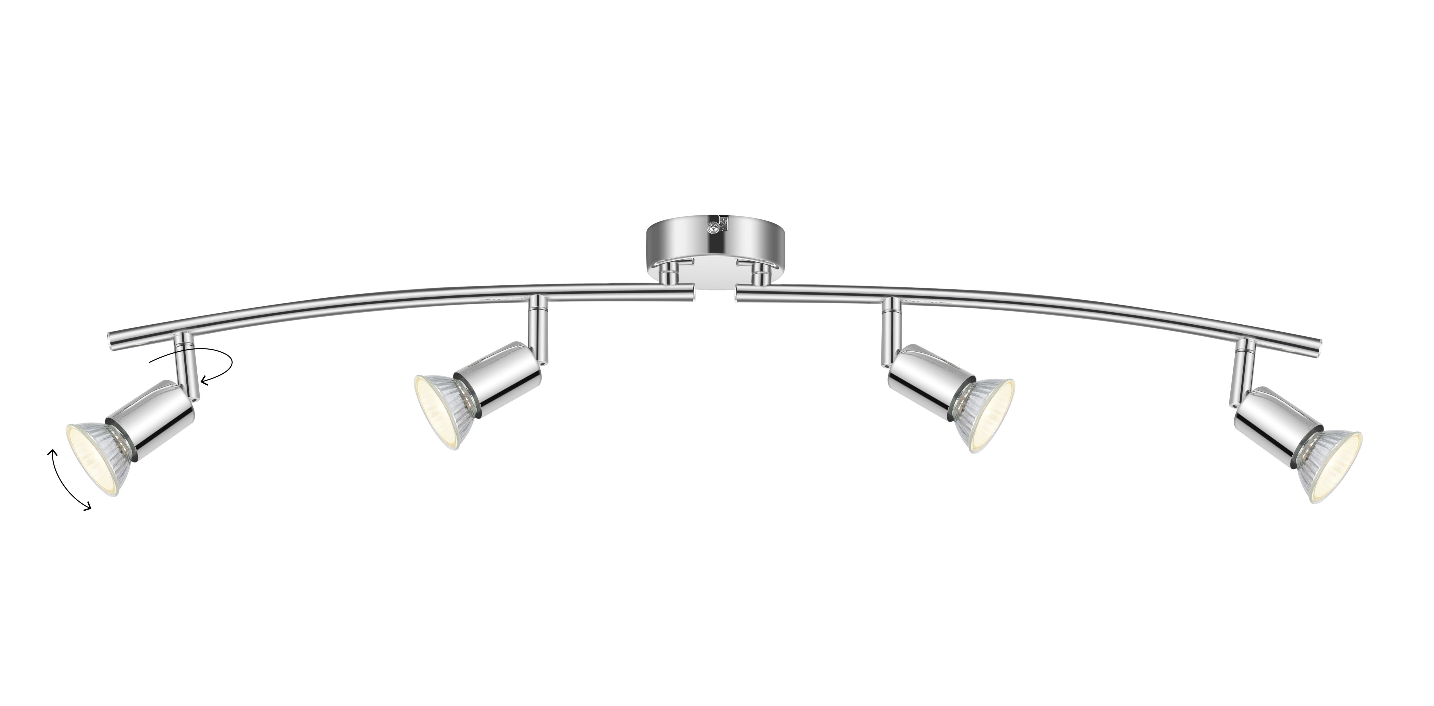 Sasha Tube Gloss Chrome effect 4 Light Spotlight
