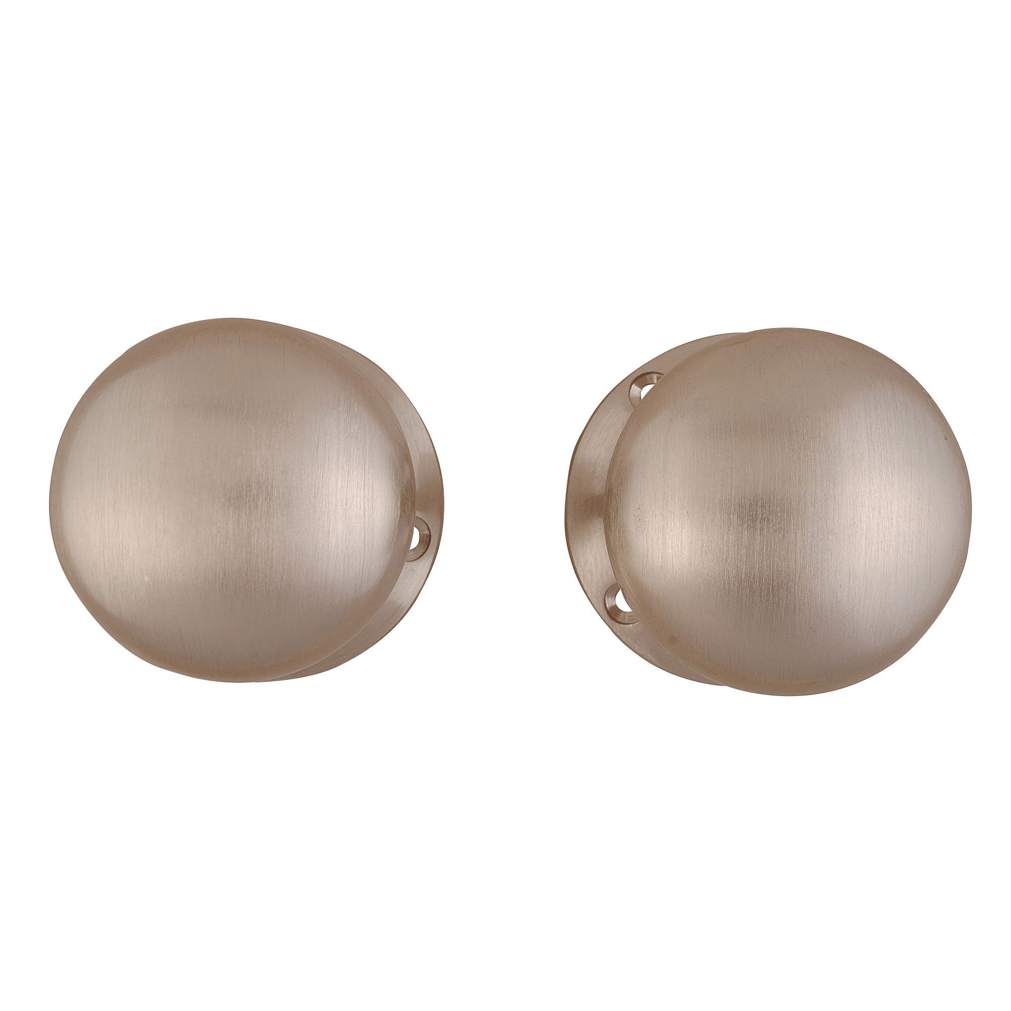 Satin Nickel effect Zamac Round Door knob (Dia)54mm, Pair