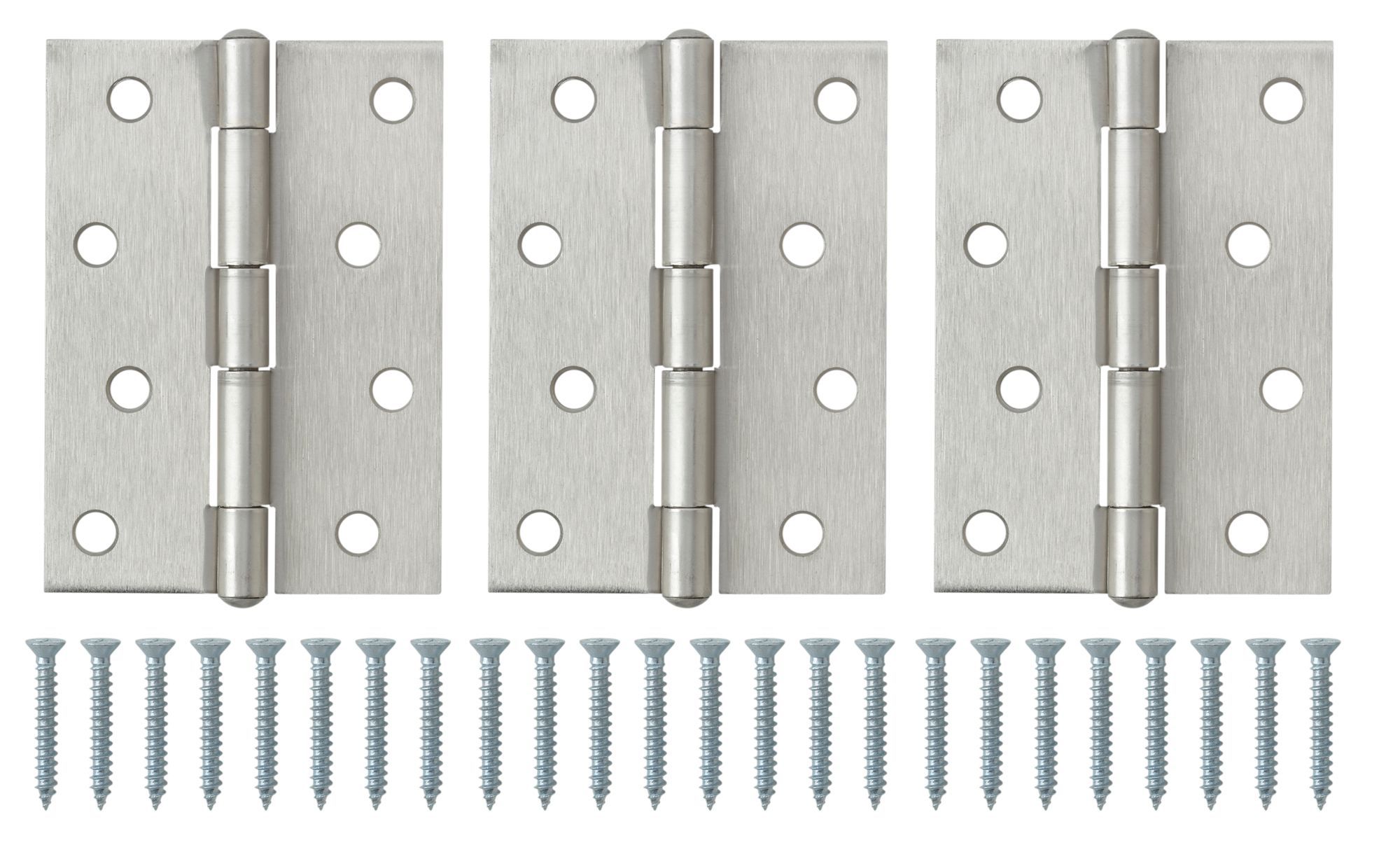 Satin Nickel-plated Metal Butt Door hinge N170 (L)75mm, Pack of 3