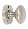 Satin Silver Nickel effect Round Door knob (Dia)51mm, Pack of 2