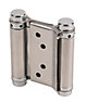 Satin Stainless steel Sprung Door hinge 14060 (L)78mm, Pack of 2